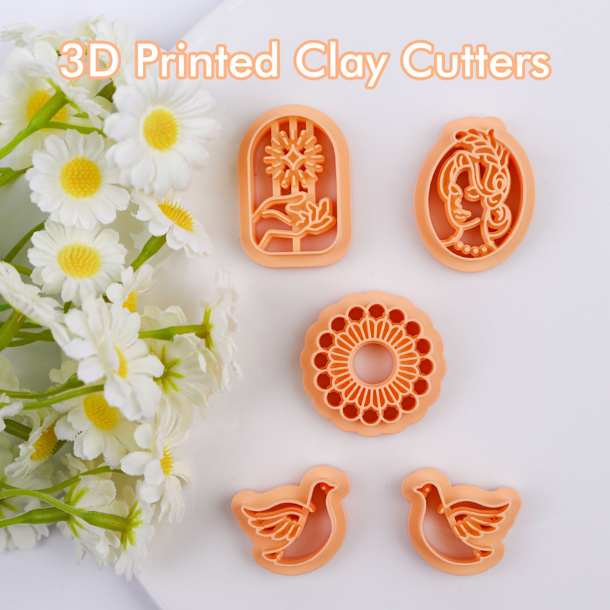 Puocaon Boho Clay Cutters for Earrings, 5 Pcs Mirrored Pigeon Bird Polymer Clay Cutters