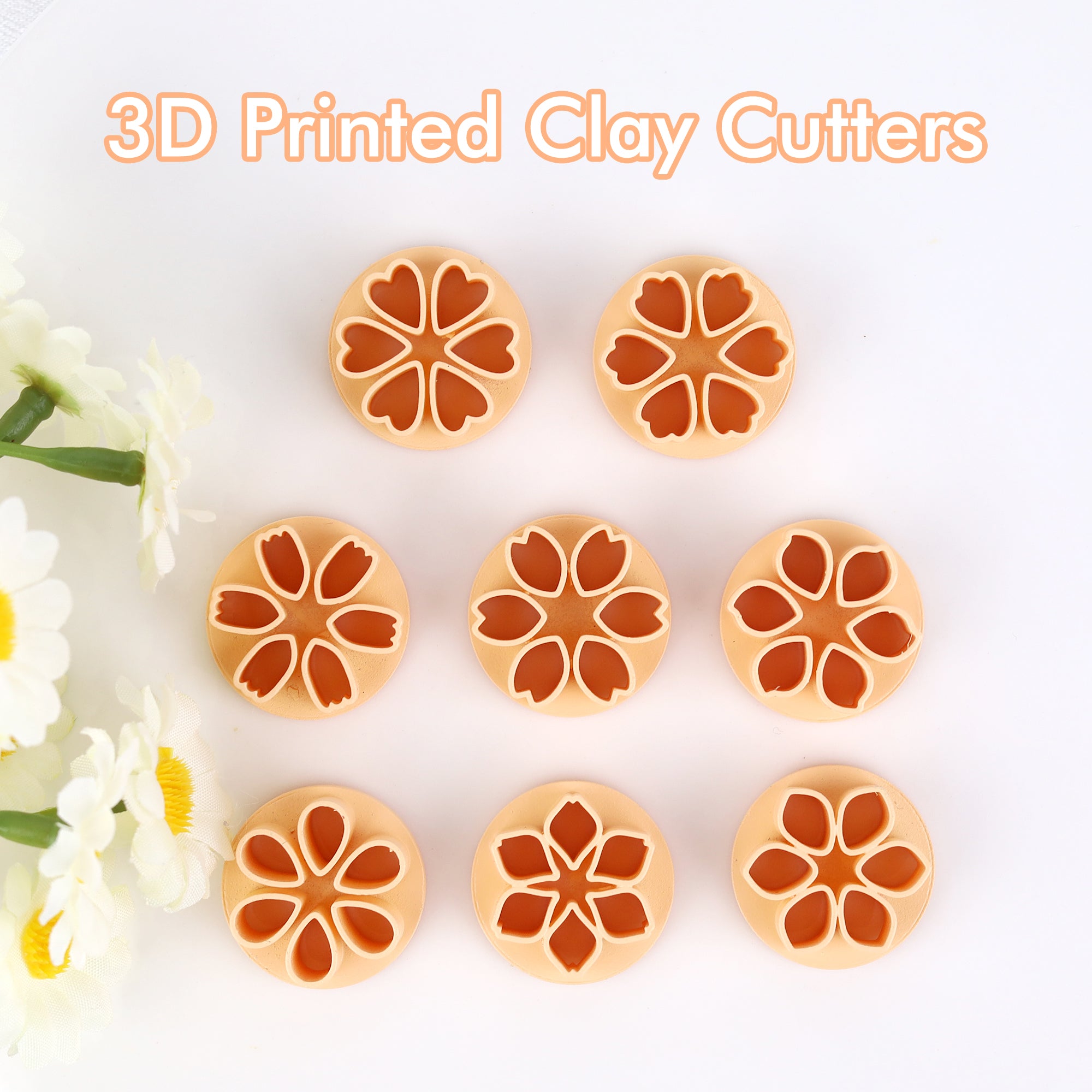 Puocaon Mini Petal Clay Cutters - 8 Shape Petal Clay Cutters