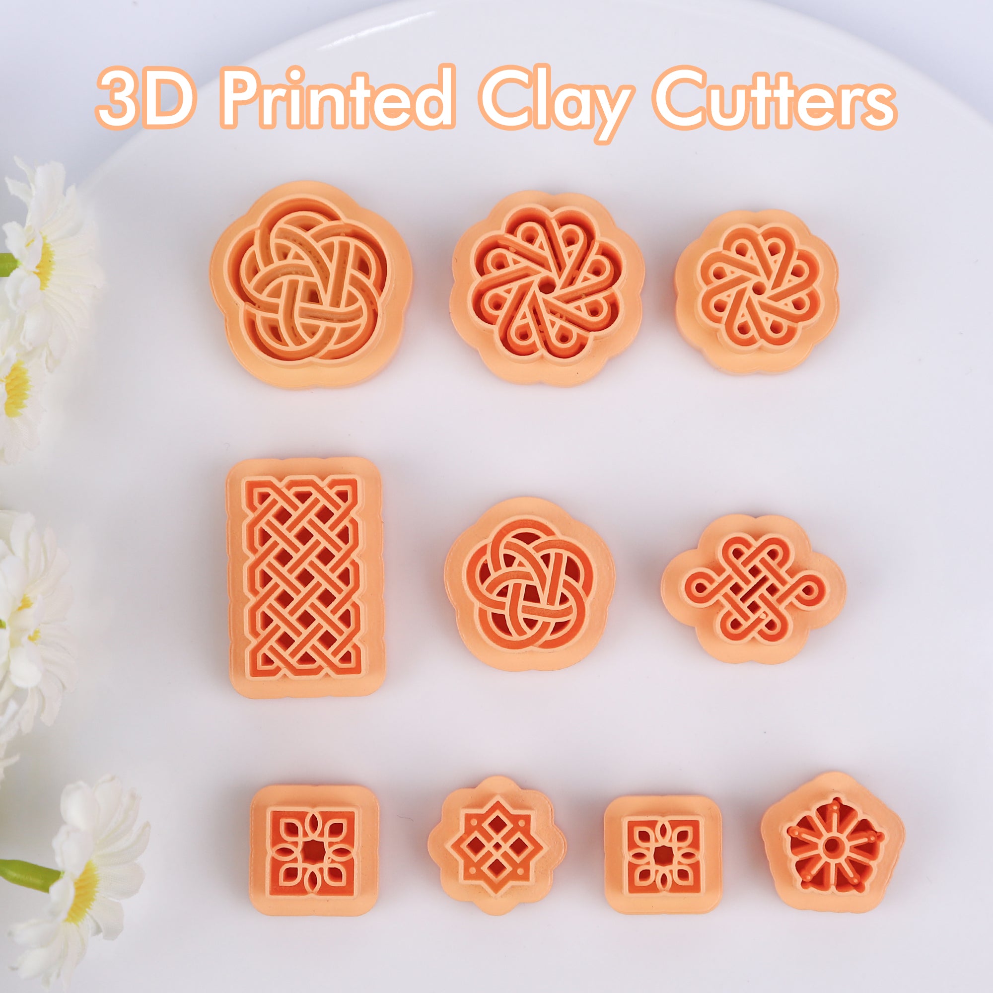 Puocaon Knot Polymer Clay Cutters - 10 Pcs Weave Knot Clay Cutters for Polymer Clay Earrings, Wicker Polymer Clay Cutters for Earrings Jewelry, Ranttan Earrings Polymer Clay Cutters