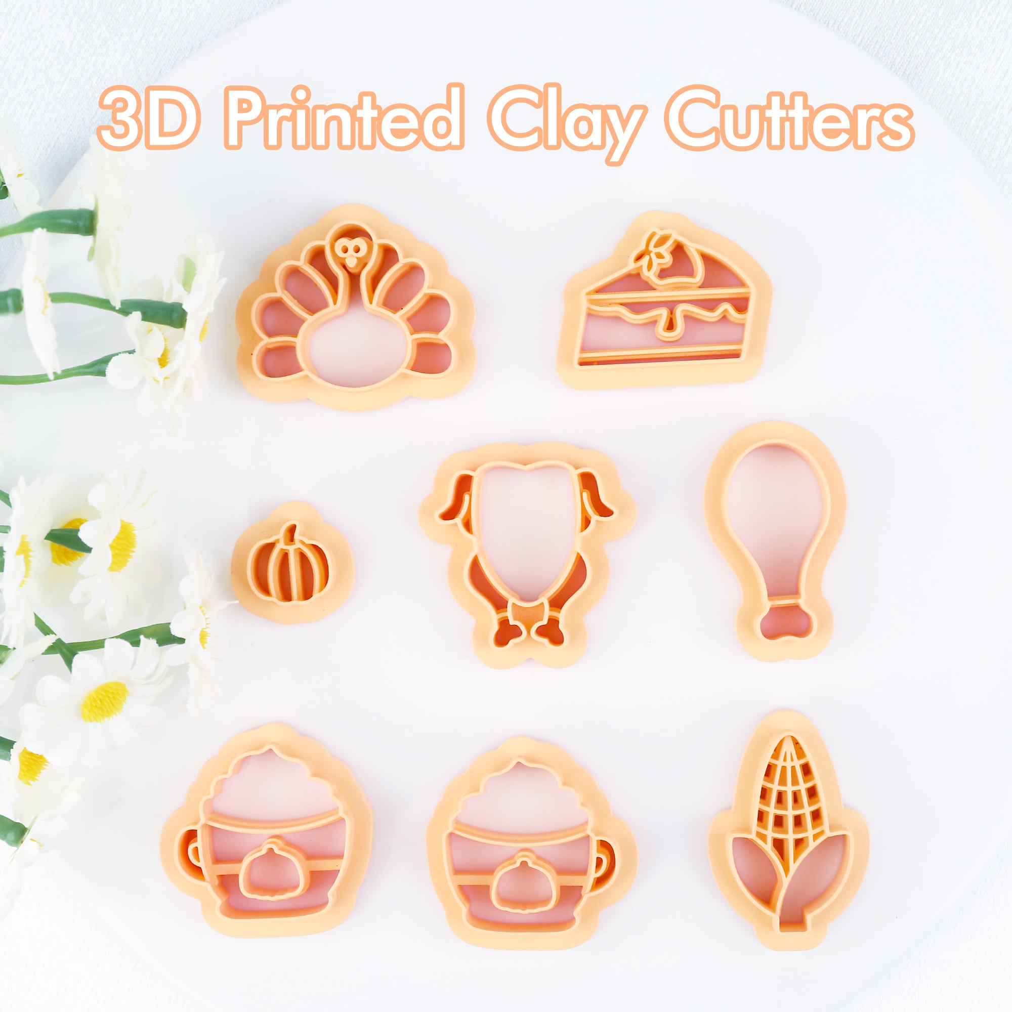 Puocaon Thanksgiving Food Clay Cutters - 8 Pcs