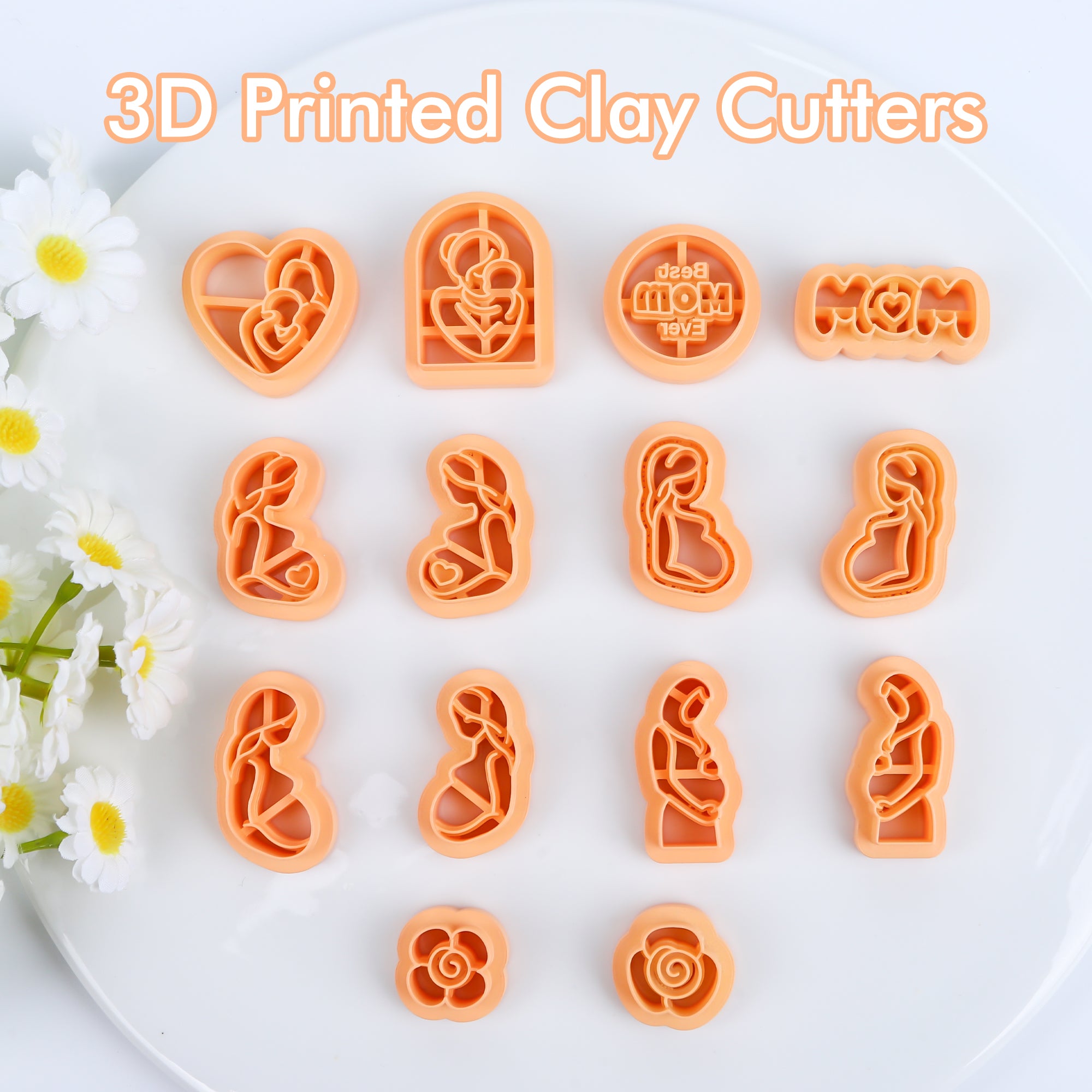 Puocaon Mother's Day Clay Cutters 14 Pcs