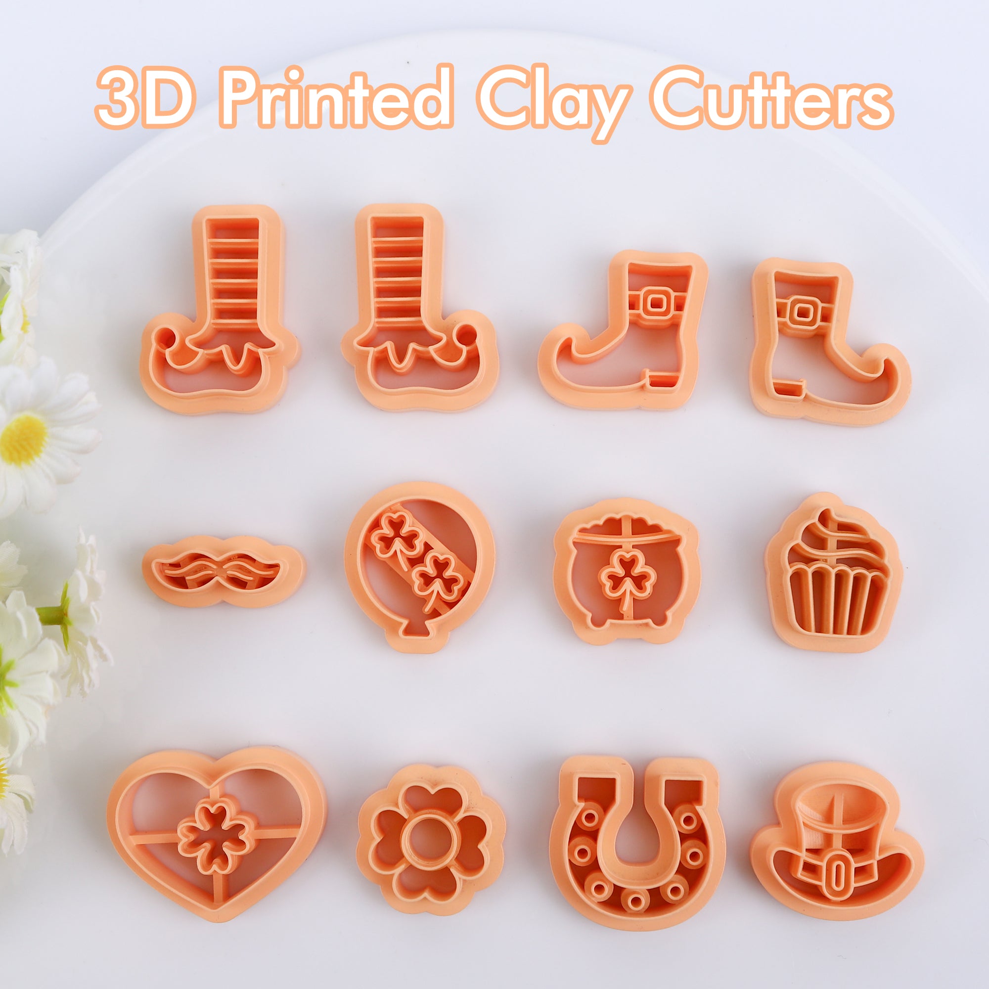  Puocaon Potted Plant Clay Stamps - 12 Pcs Acrylic