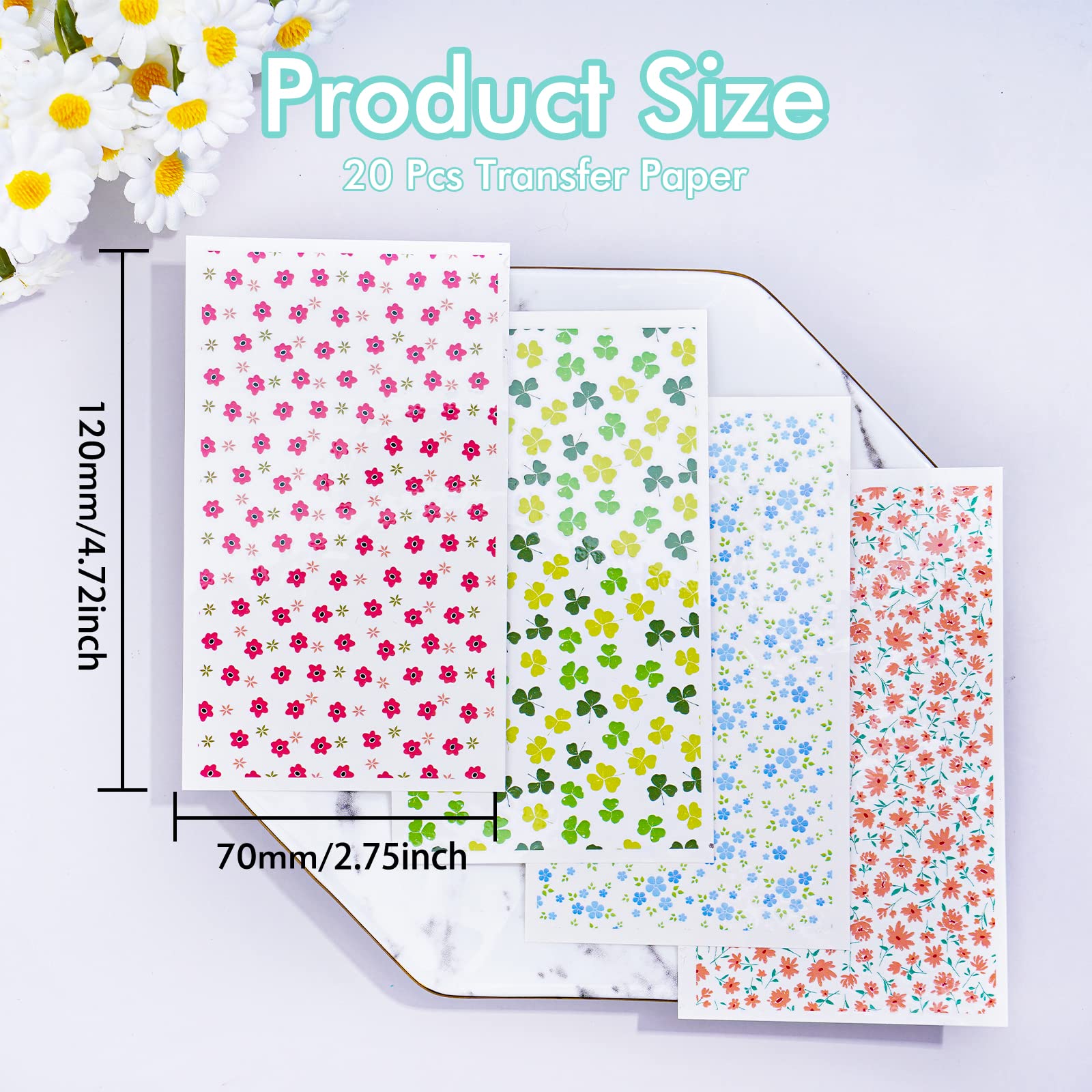 Puocaon Floral Leaves Clay Transfer Paper 20 Pcs