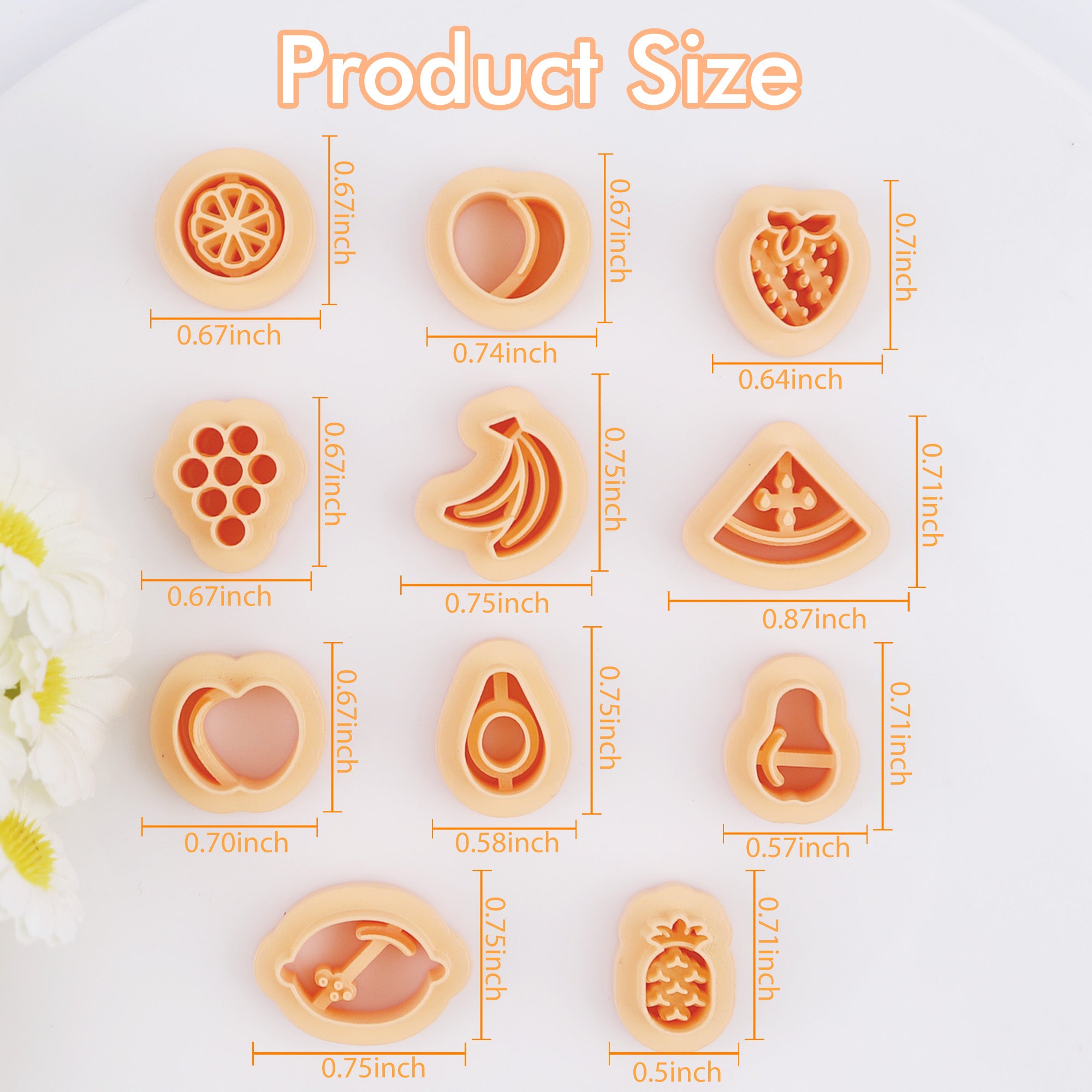 Puocaon Fruits Polymer Clay Studs Cutters 11 Pcs