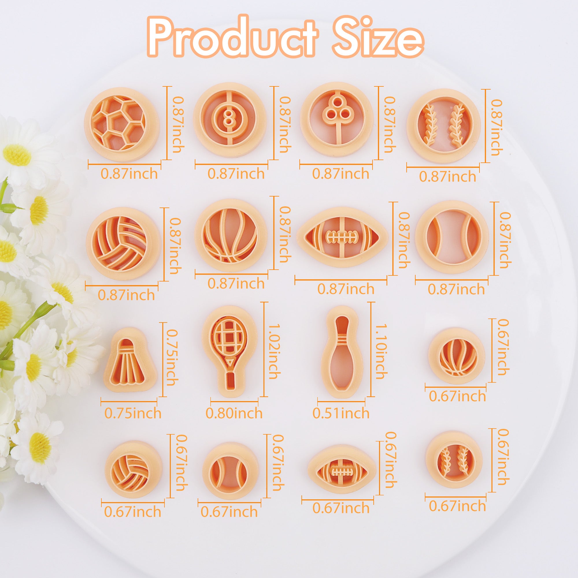 Puocaon Sports Polymer Clay Stud Cutters 16 Pcs