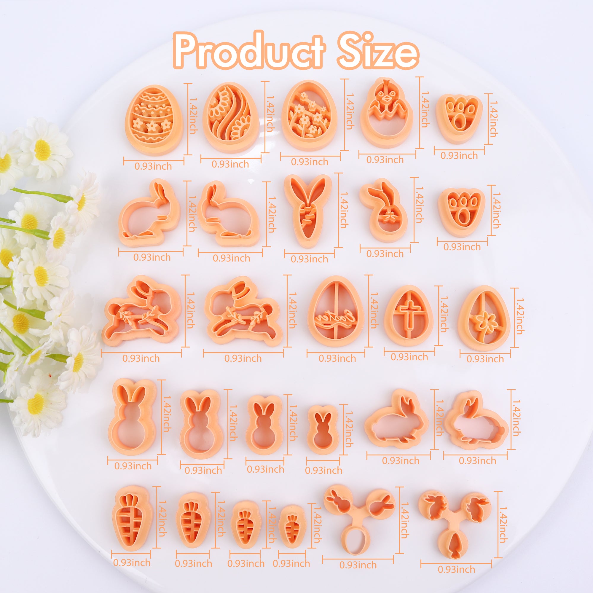 Puocaon Easter Polymer Clay Cutters - 27 Pcs Clay Cutters for Polymer Clay Earrings, Cute Rabbit Bunny Shape Clay Cutters, Carrot Easter Eggs Clay Jewelry Cutters, Rabbit Feet Clay Cutters