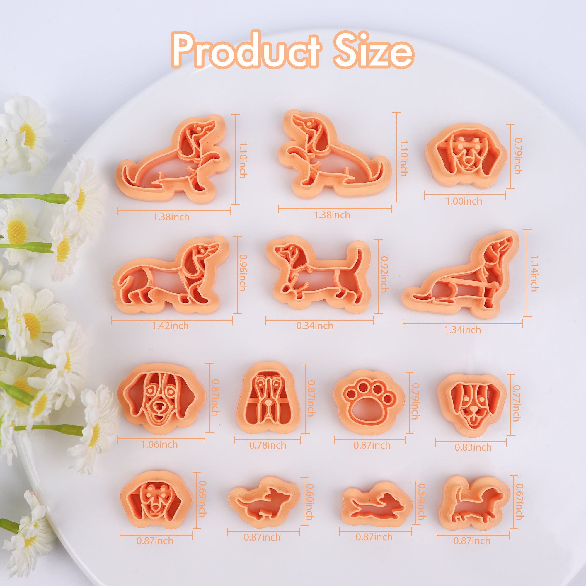 Puocaon Dachshund Dog Clay Cutters - 14 Pcs Clay Cutters for Polymer Clay Earrings, Dackel Dog Pets Clay Cutters for Earrings Jewelry, Sausage Dog Polymer Clay Cutters, Puppy Dog Clay Cutters