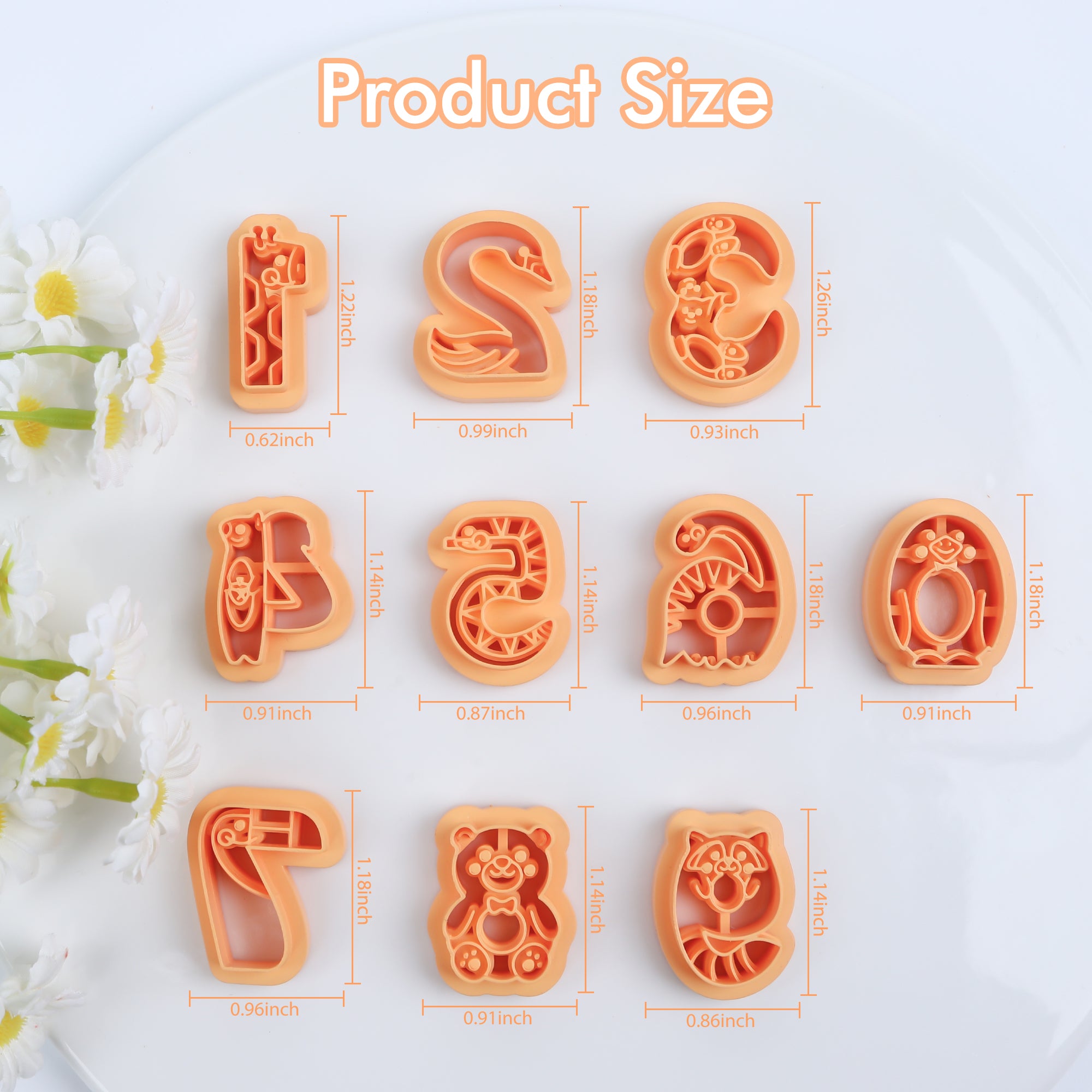 Puocaon  Cute Animal Shape Number Clay Cutters 10 Pcs