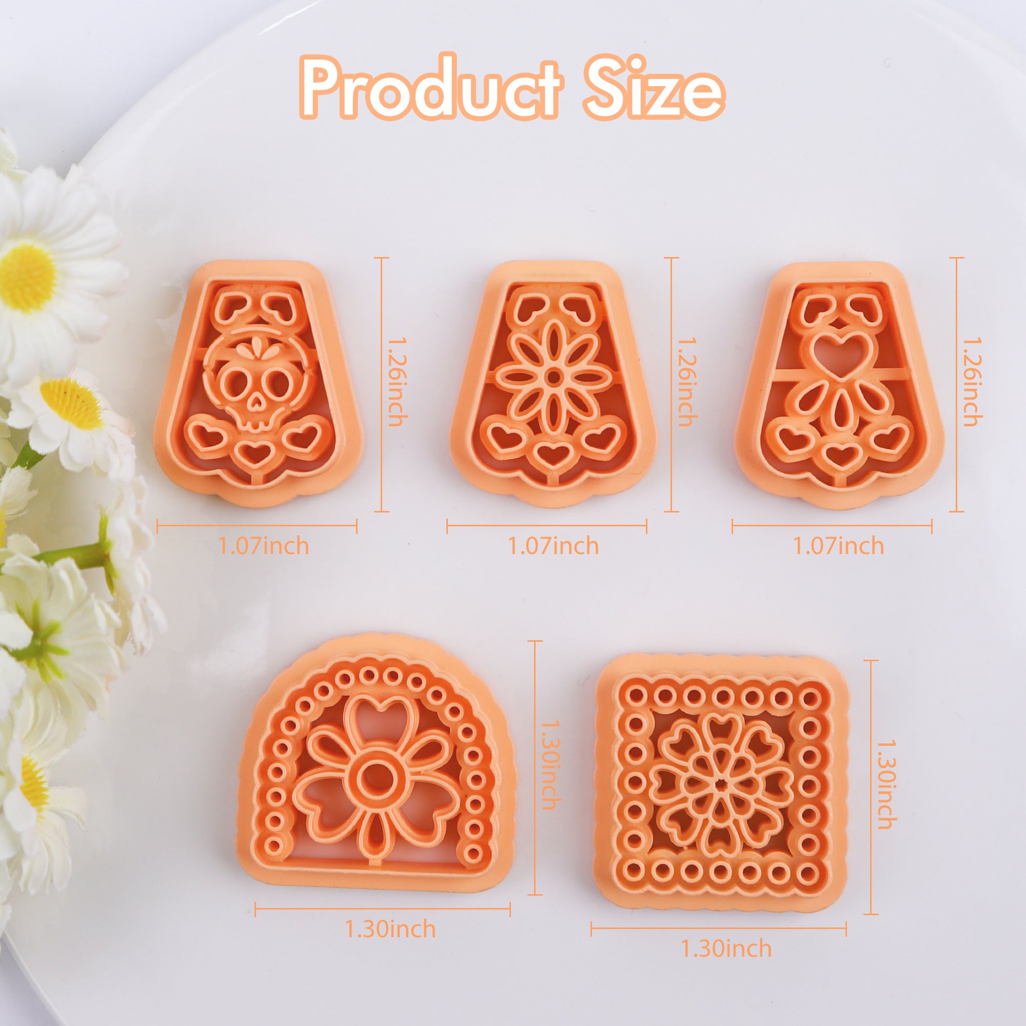 Puocaon Papel Picado Clay Cutters - 5 Pcs Mexican Tile Clay Cutters