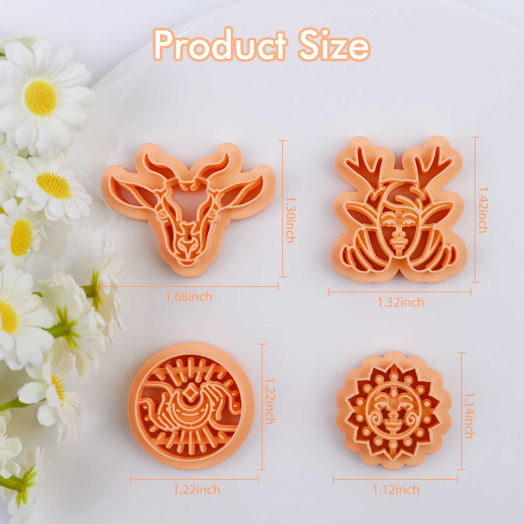 Puocaon Boho Polymer Clay Cutters - 4 Pcs Deer Bohemian Girl Clay Cutters