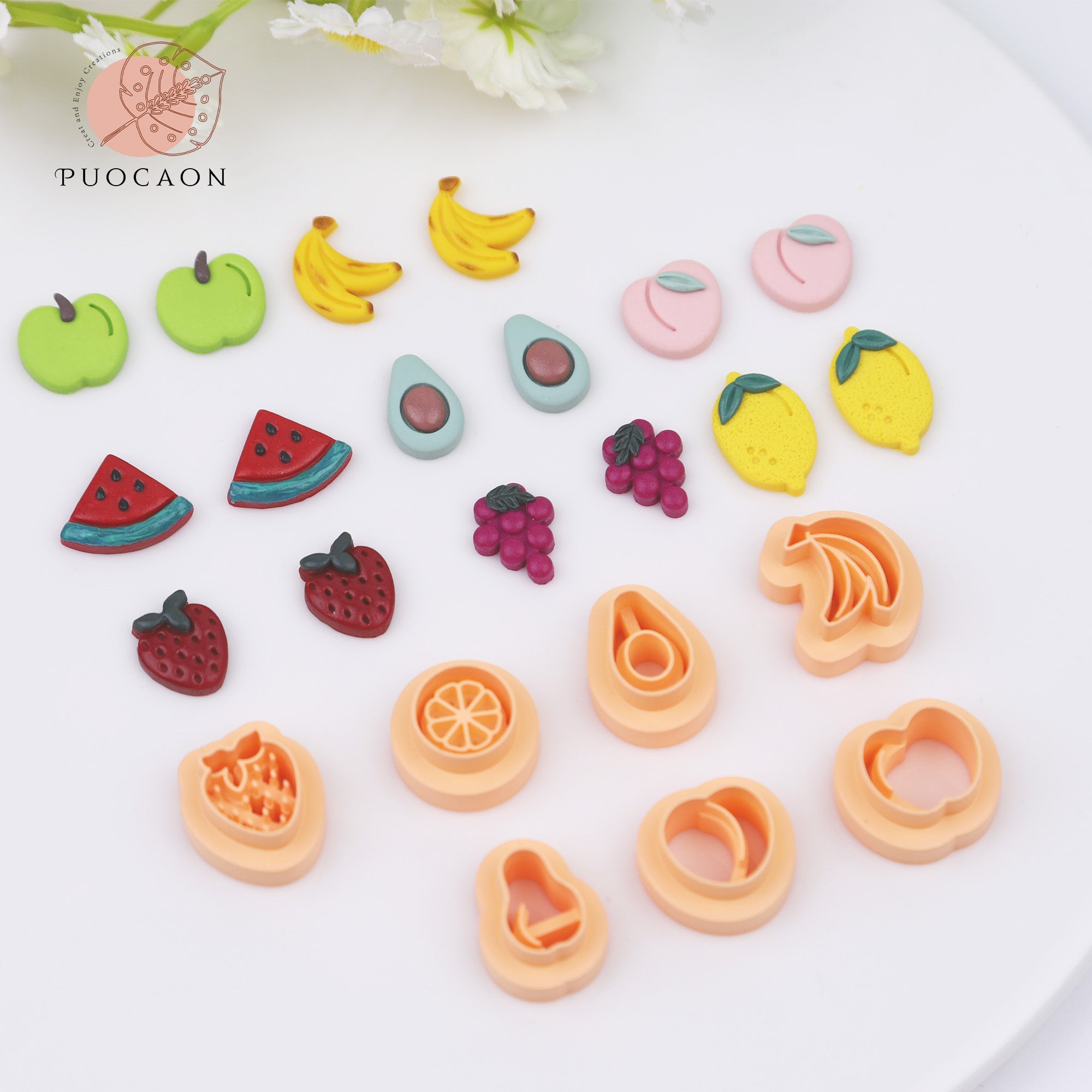 Puocaon Fruits Polymer Clay Studs Cutters 11 Pcs