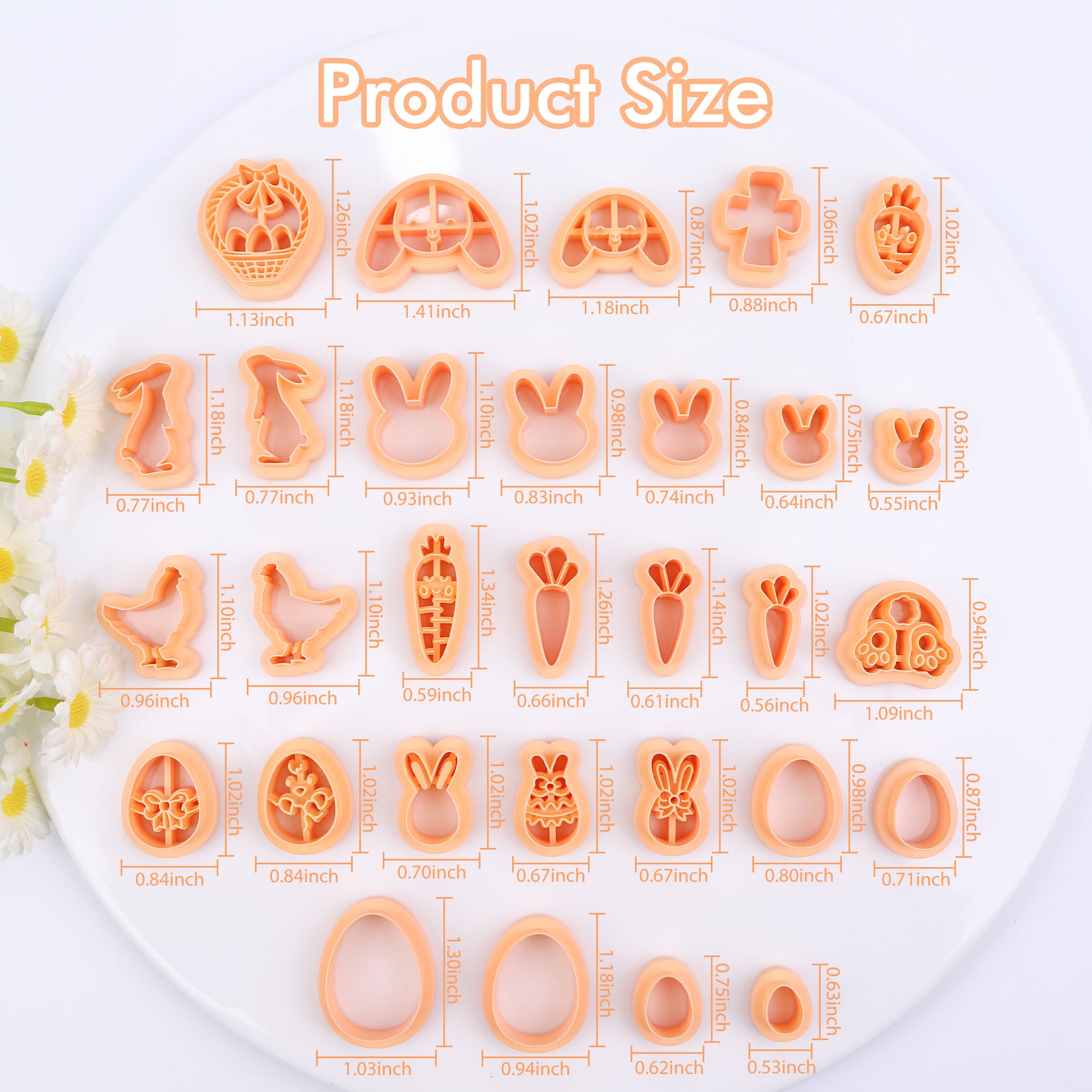 Puocaon Easter Clay Cutters, 30 Pcs Polymer Clay Cutters for Jewelry, Basic Rabbit Egg Carrot Clay Earring Cutters, Mirrored Bunny Chicken Clay Cutters for Earrings, Egg Basket Clay Jewelry Cutters