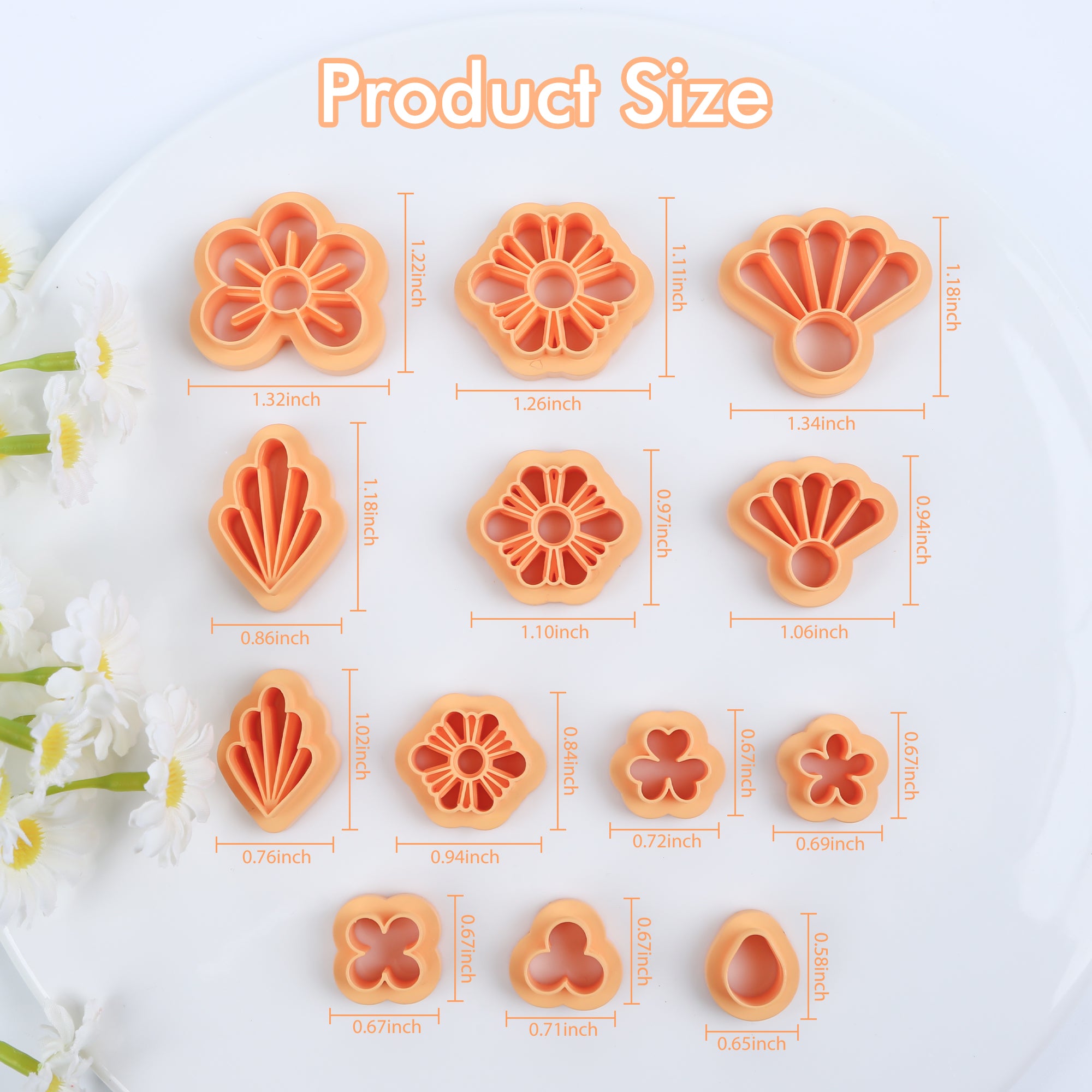 Puocaon Basic Flower Clay Cutters 13 Pcs