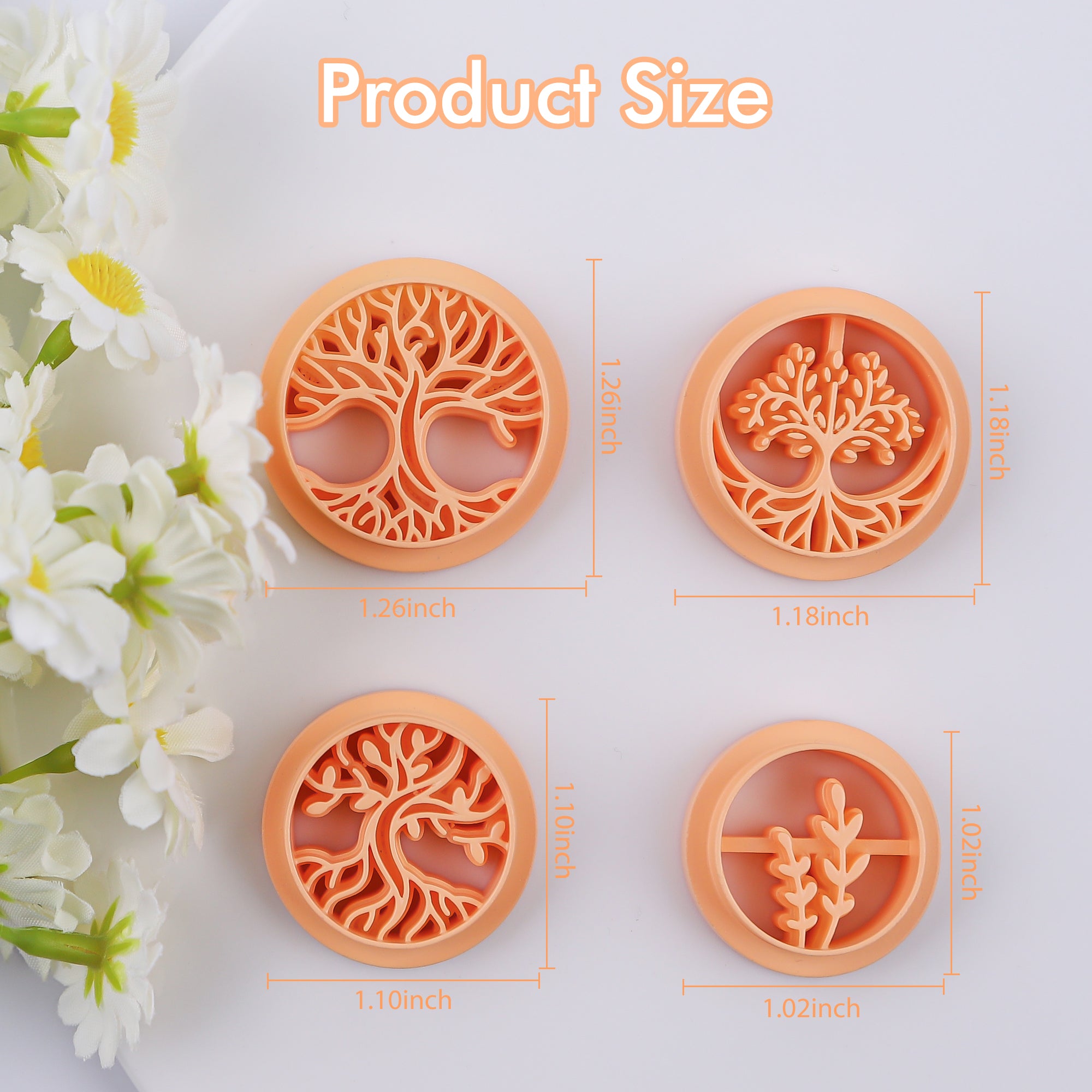 Puocaon Boho Polymer Clay Cutters - 4 Pcs Tree of Life Clay Cutters