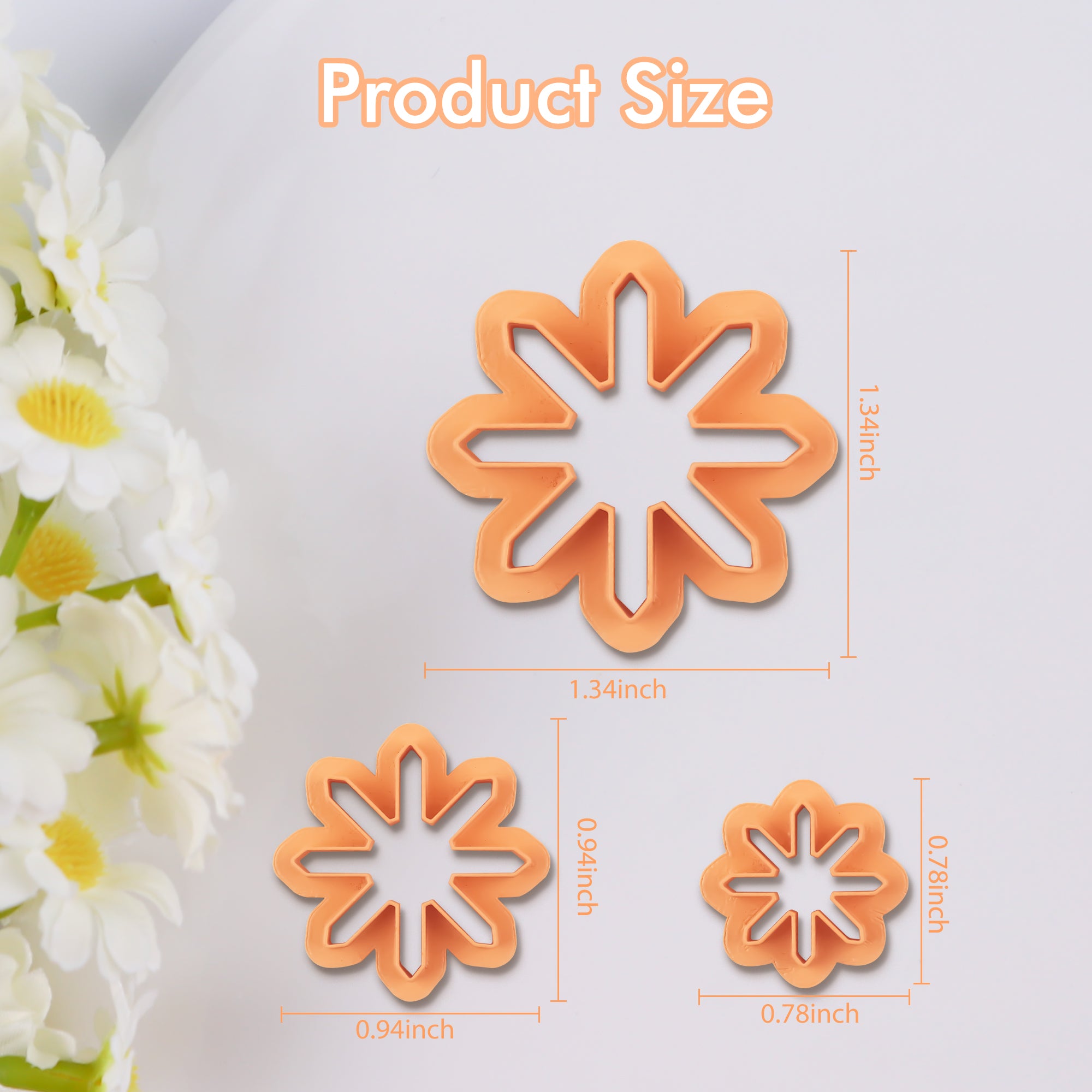 Puocaon Flower Polymer Clay Cutters Set- 3 Pcs Flower Clay Cutters, 2 Pcs Plumeria Flower Texture Molds, 20 Flower Pistil Brass Charms