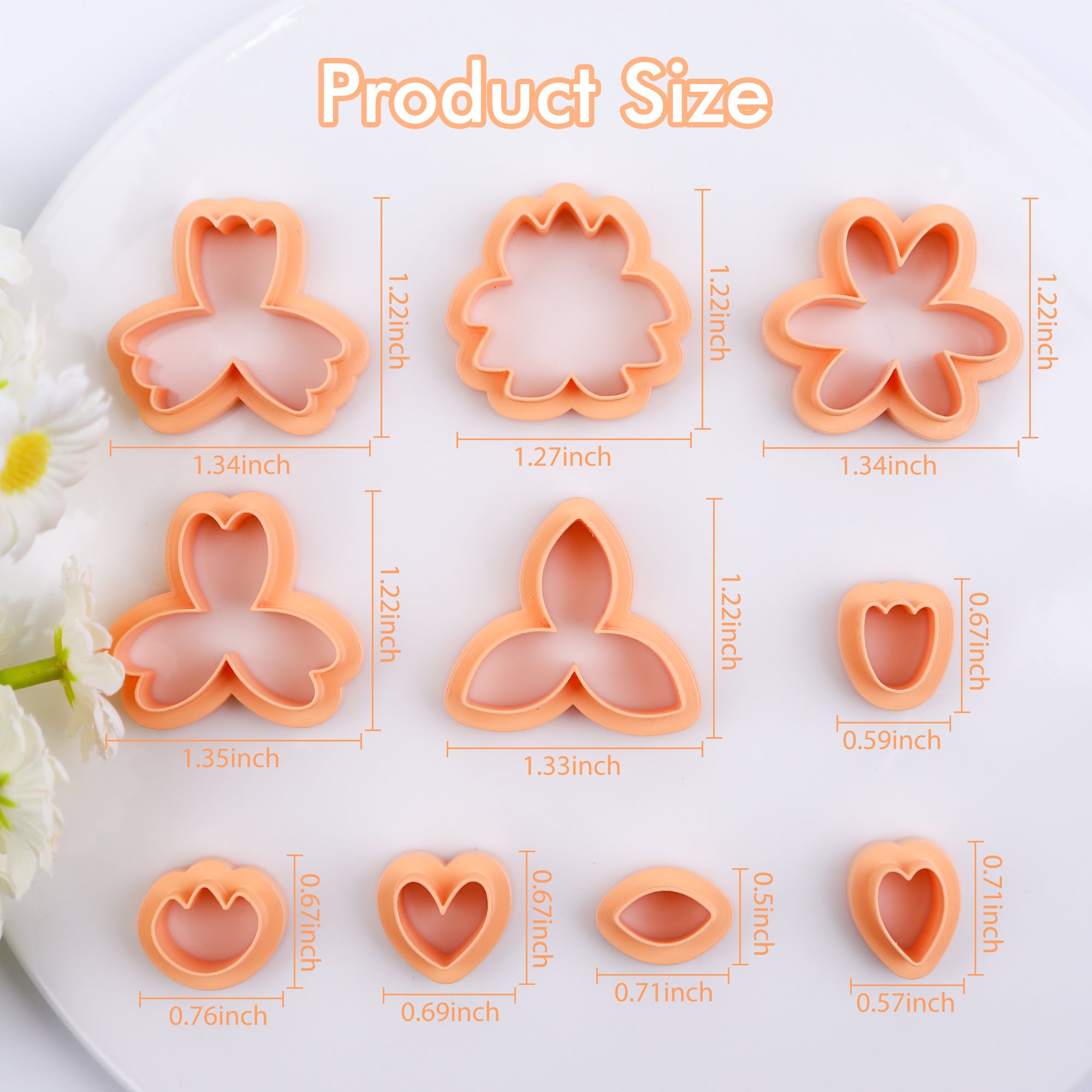 Puocaon Flower Petal Clay Cutters 10 Pcs