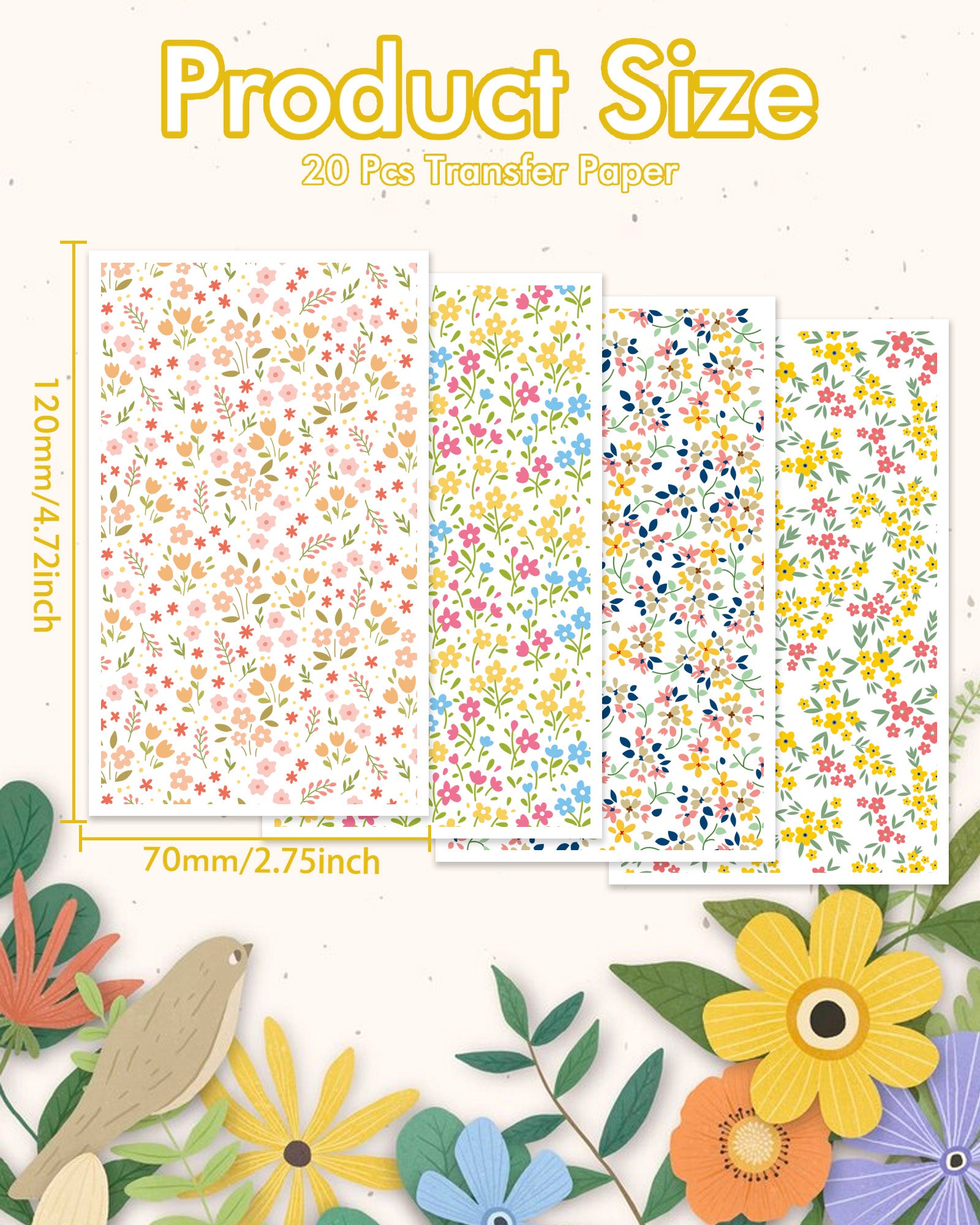 Puocaon Floral Transfer Paper 20 Pcs