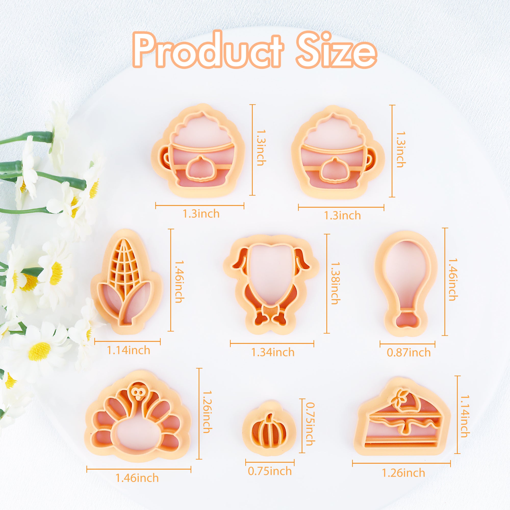 Puocaon Thanksgiving Food Clay Cutters - 8 Pcs