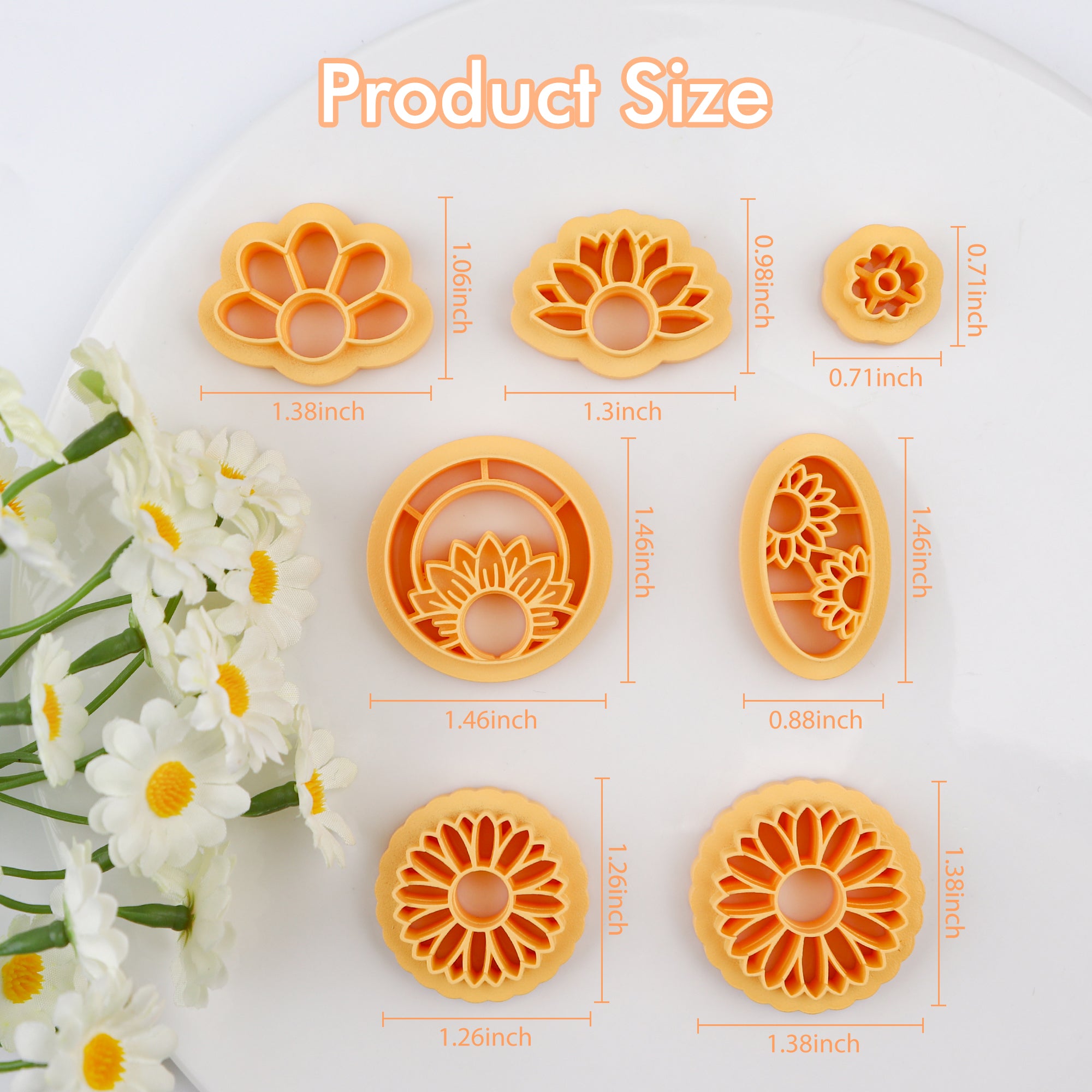 Puocaon Sunflower Clay Cutters Set 7 Pcs