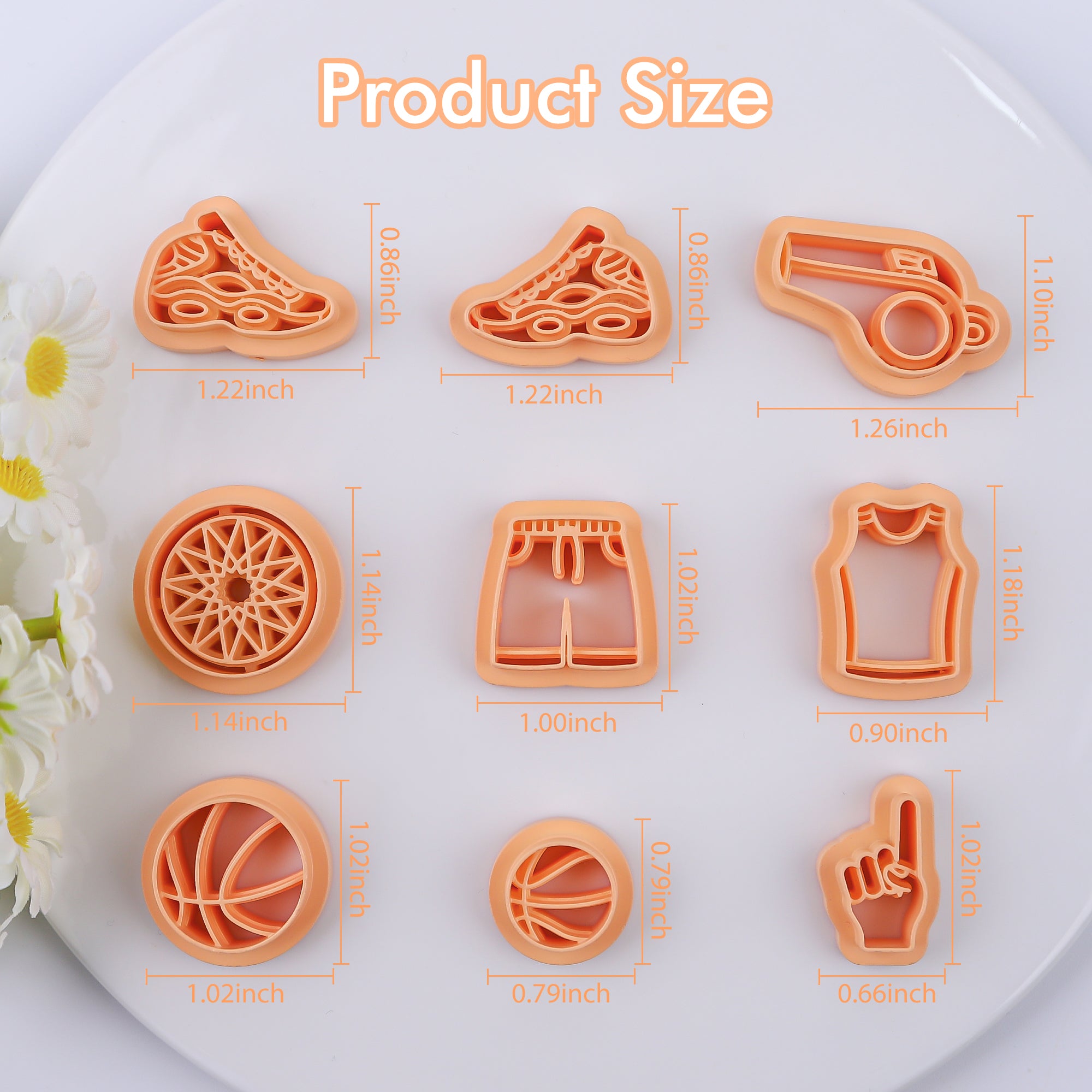 Puocaon Basketball Polymer Clay Cutters 9 Pcs