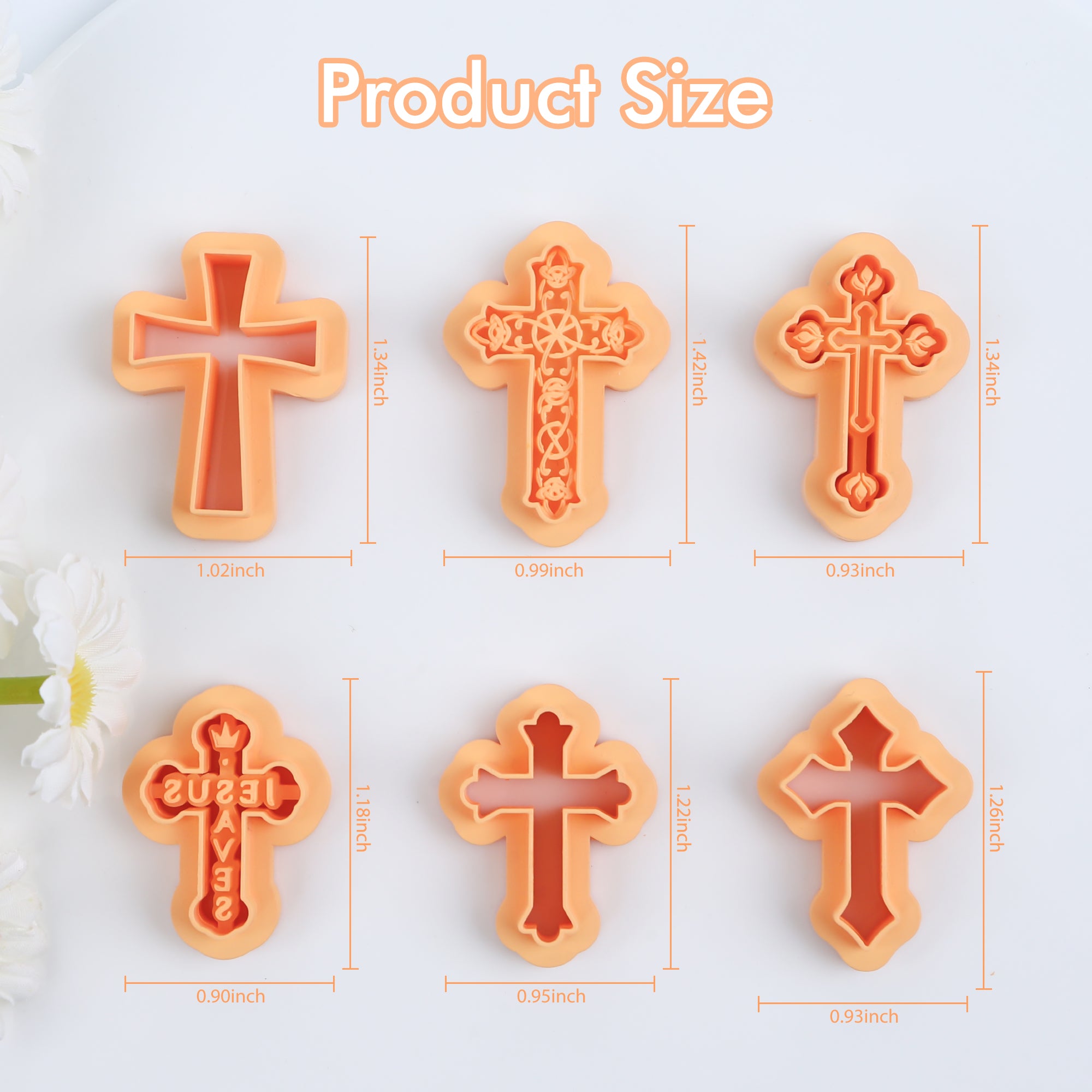 Puocaon Cross Polymer Clay Cutters 6 Pcs