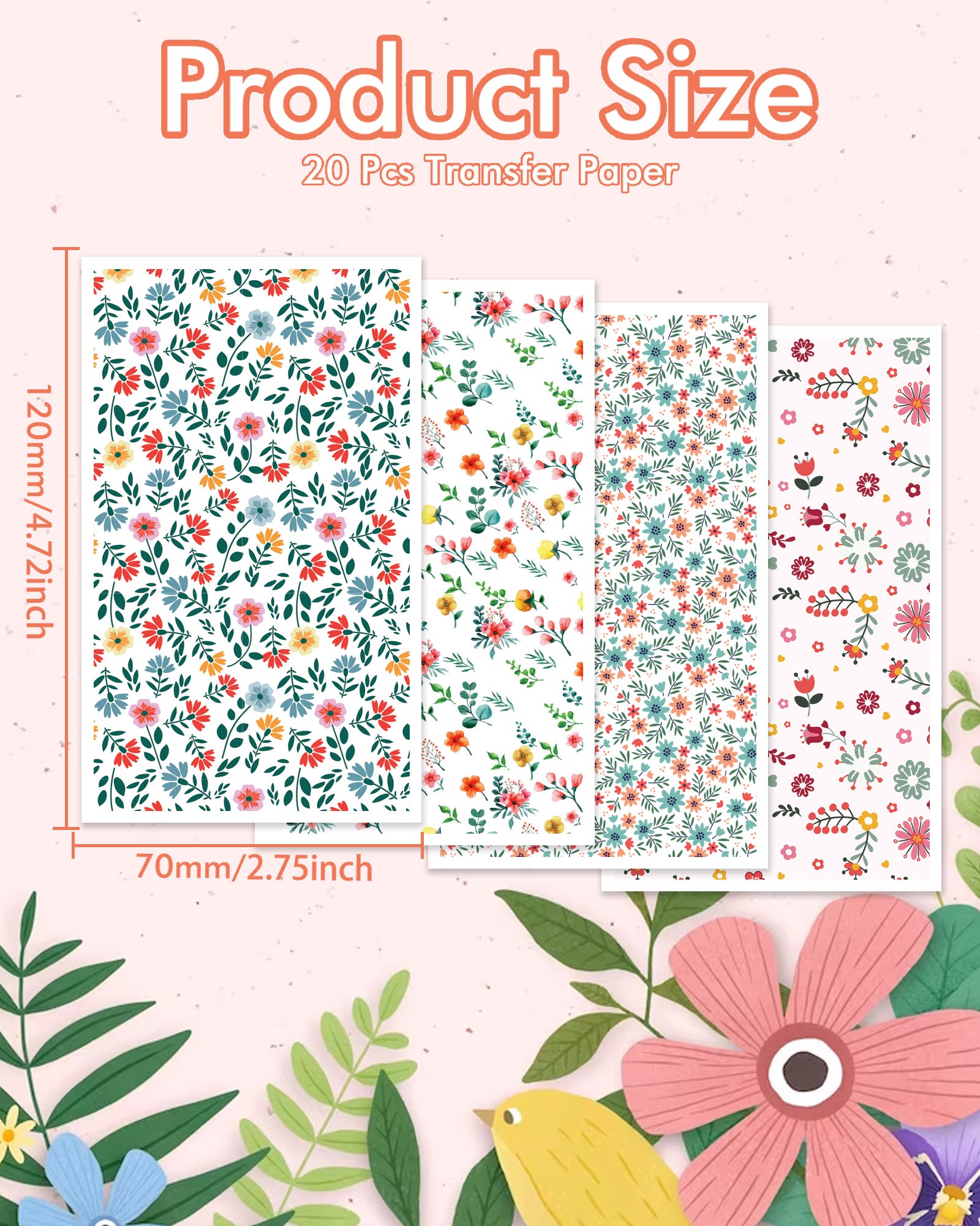 Puocaon Floral Polymer Clay Transfer Paper 20 Pcs