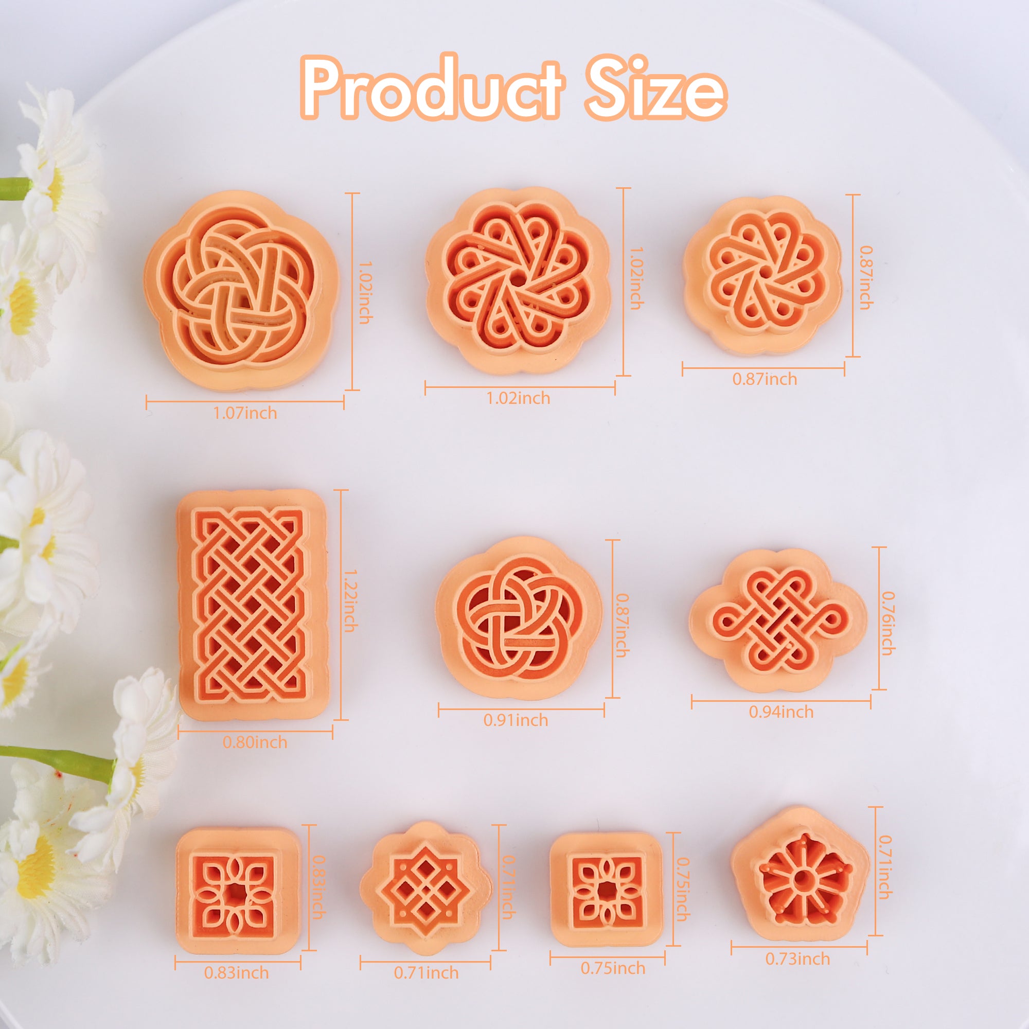 Puocaon Knot Polymer Clay Cutters - 10 Pcs Weave Knot Clay Cutters for Polymer Clay Earrings, Wicker Polymer Clay Cutters for Earrings Jewelry, Ranttan Earrings Polymer Clay Cutters