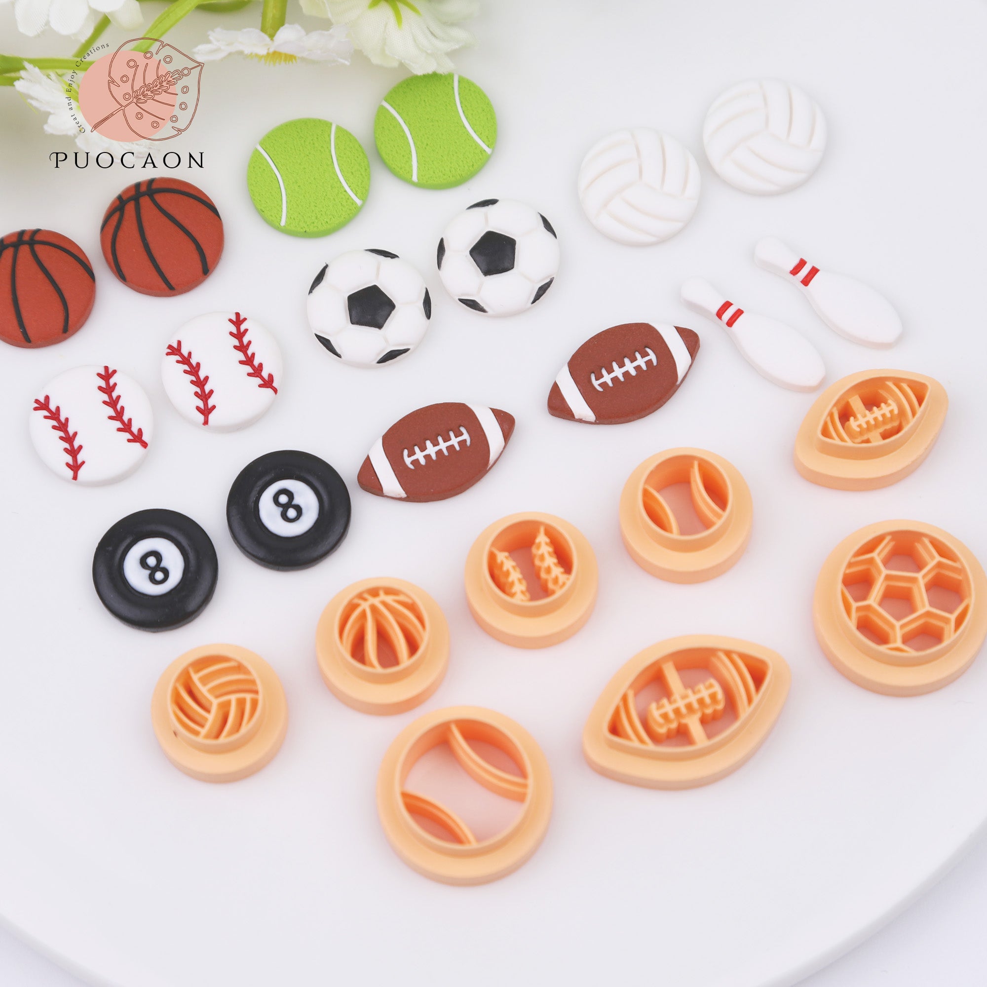 Puocaon Sports Polymer Clay Stud Cutters 16 Pcs