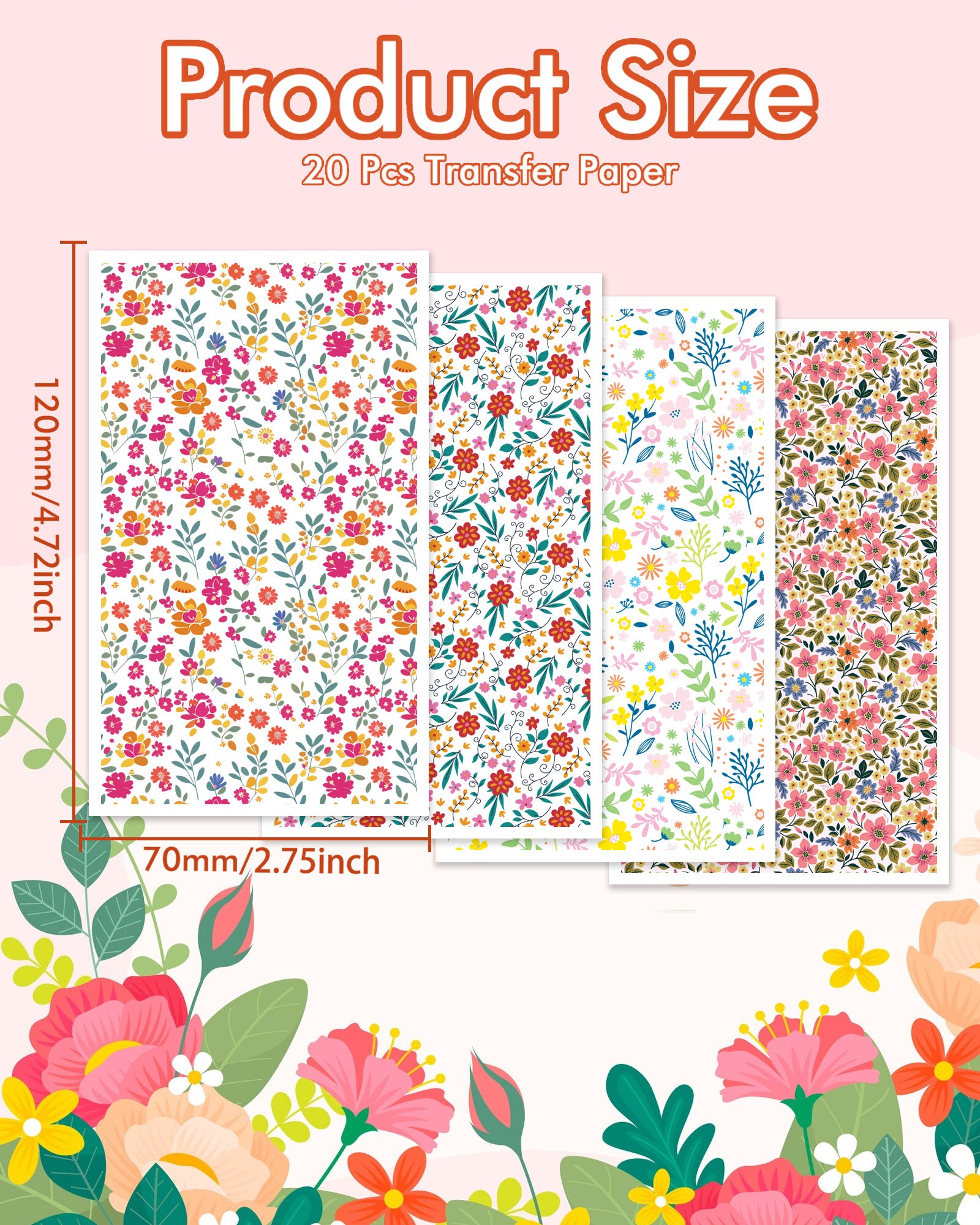 Puocaon Floral Transfer Paper for Polymer Clay 20 Pcs