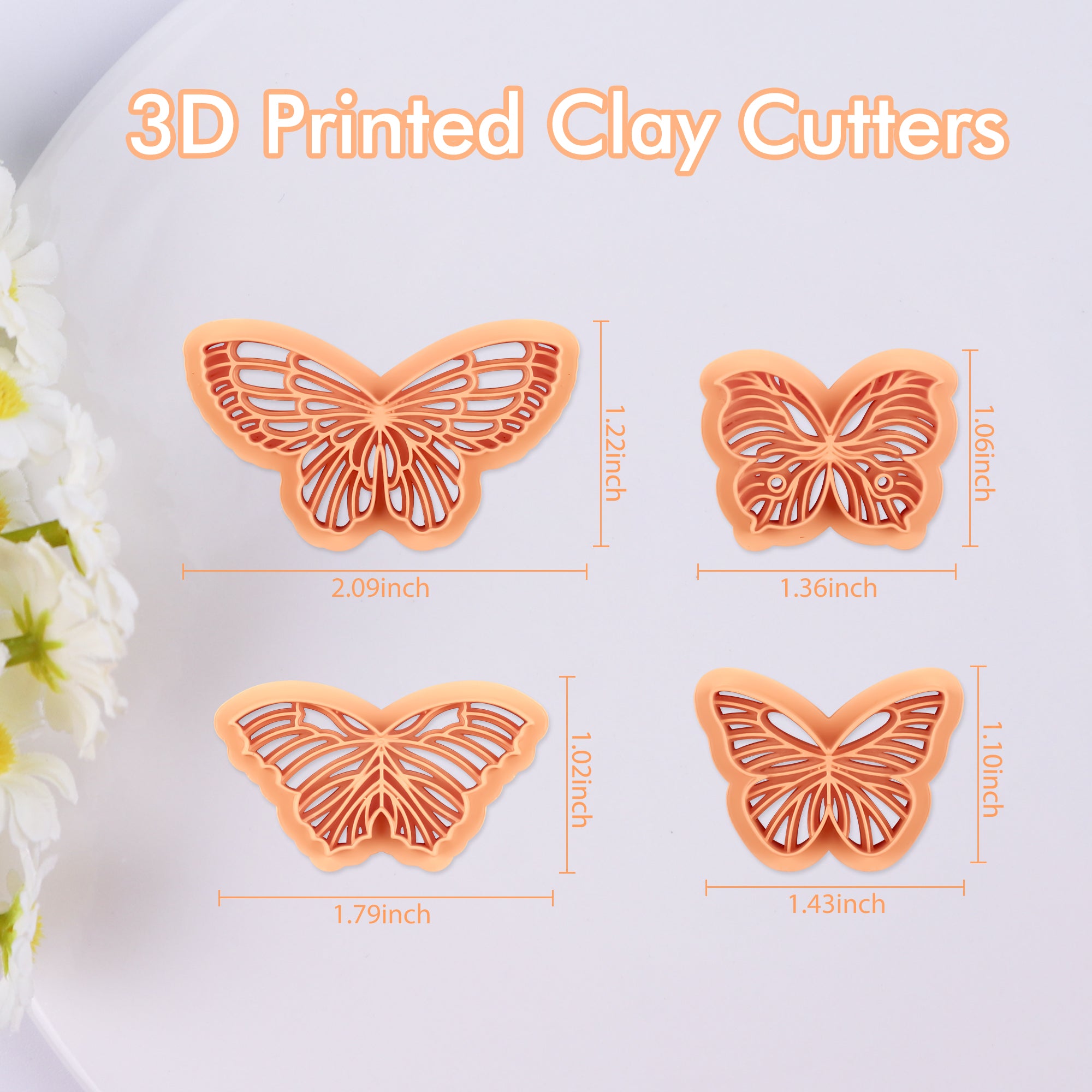 Puocaon Butterfly Polymer Clay Cutters 4 Pcs