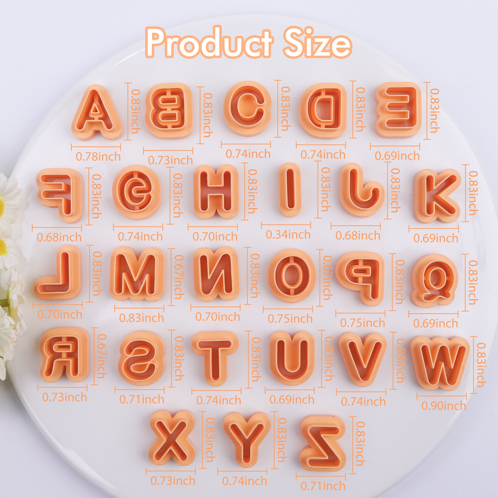 Puocaon Uppercase Letter Clay Cutters 26 Letters Clay Cutters