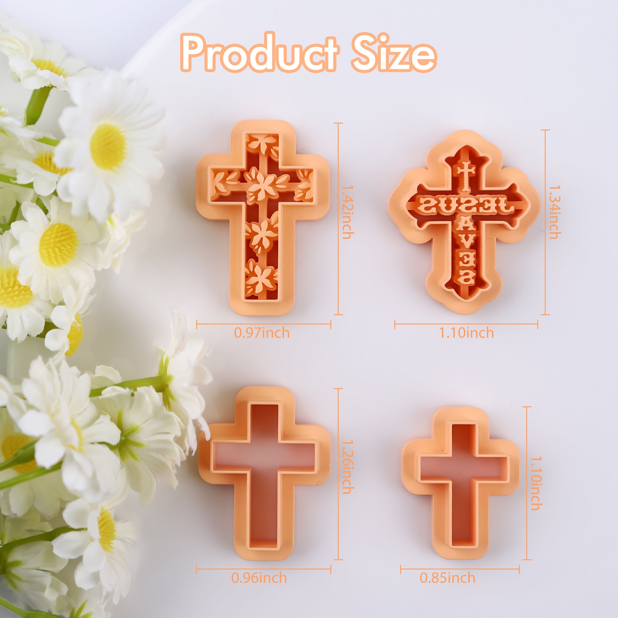 Puocaon Christian Polymer Clay Cutters 4 Pcs