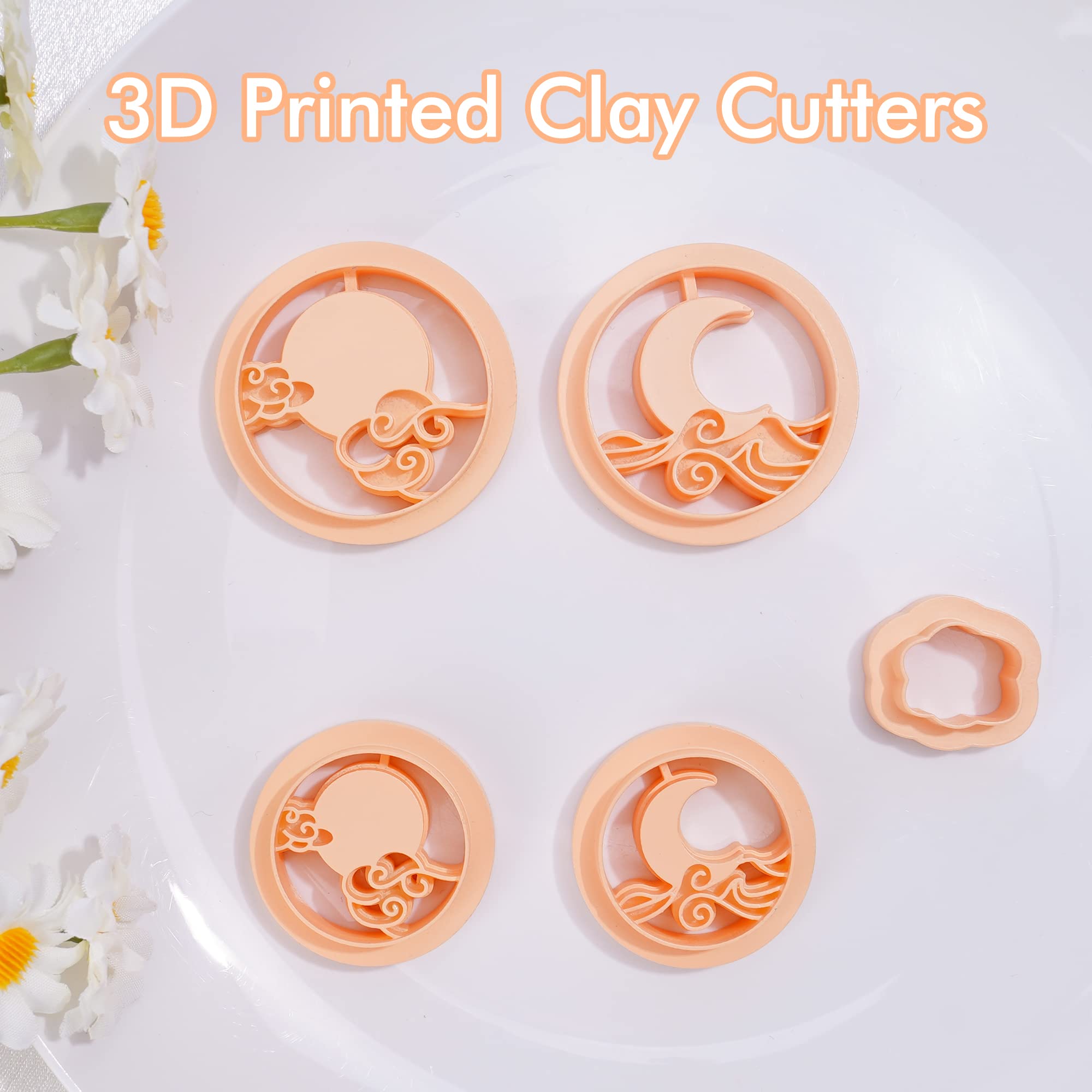 Puocaon Polymer Clay Cutters Moon Cloud Sun Wave 5 Pcs