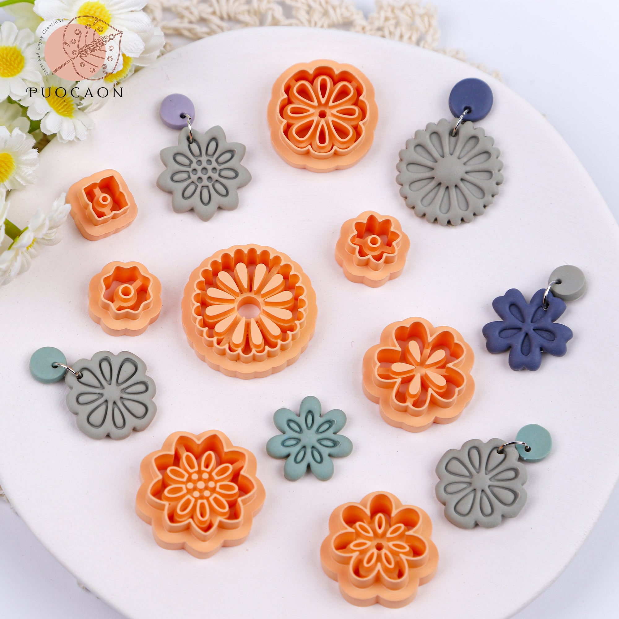 Puocaon Floral Polymer Clay Cutters 8 Pcs