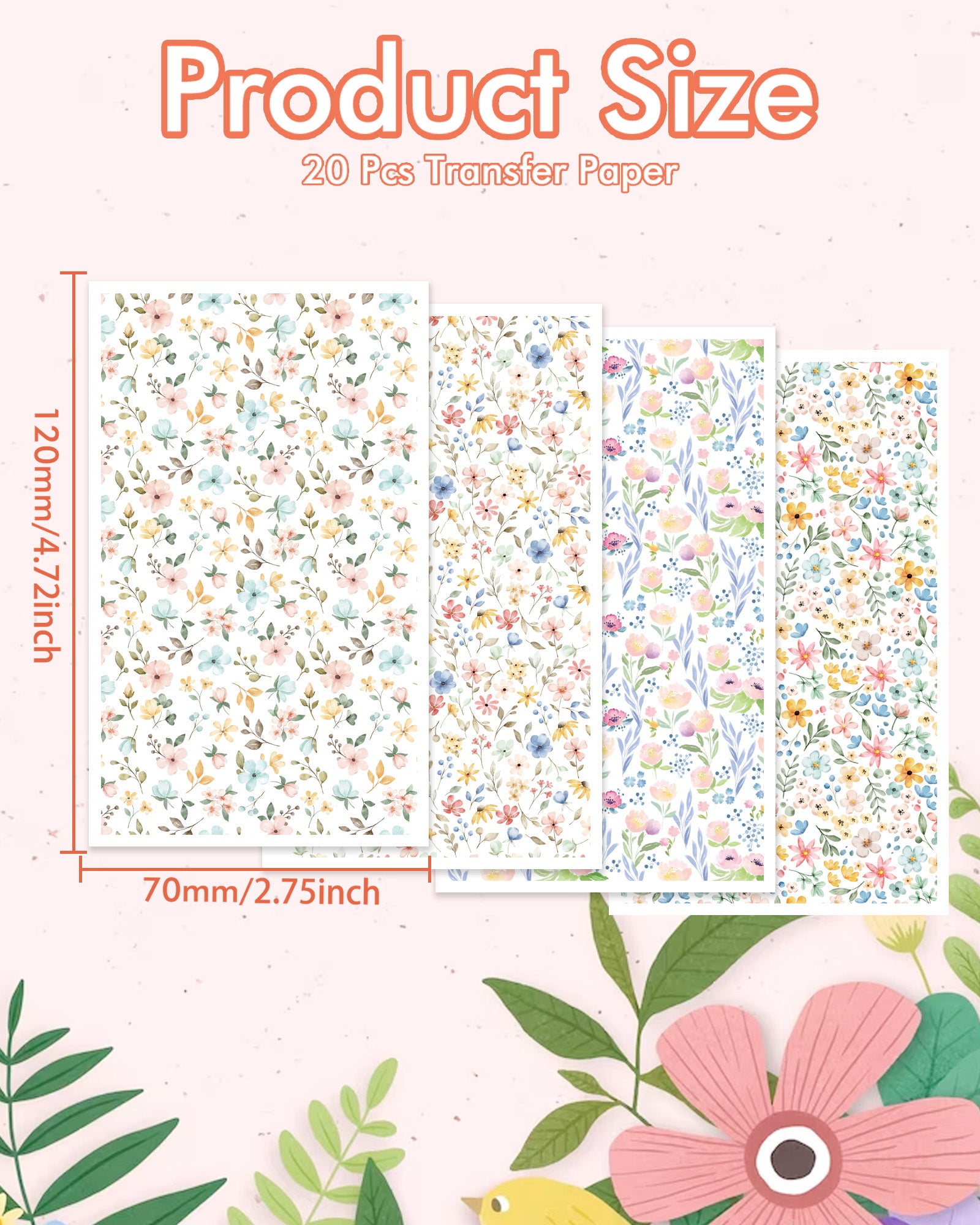 Puocaon Floral Transfer Paper for Polymer Clay 20 Pcs