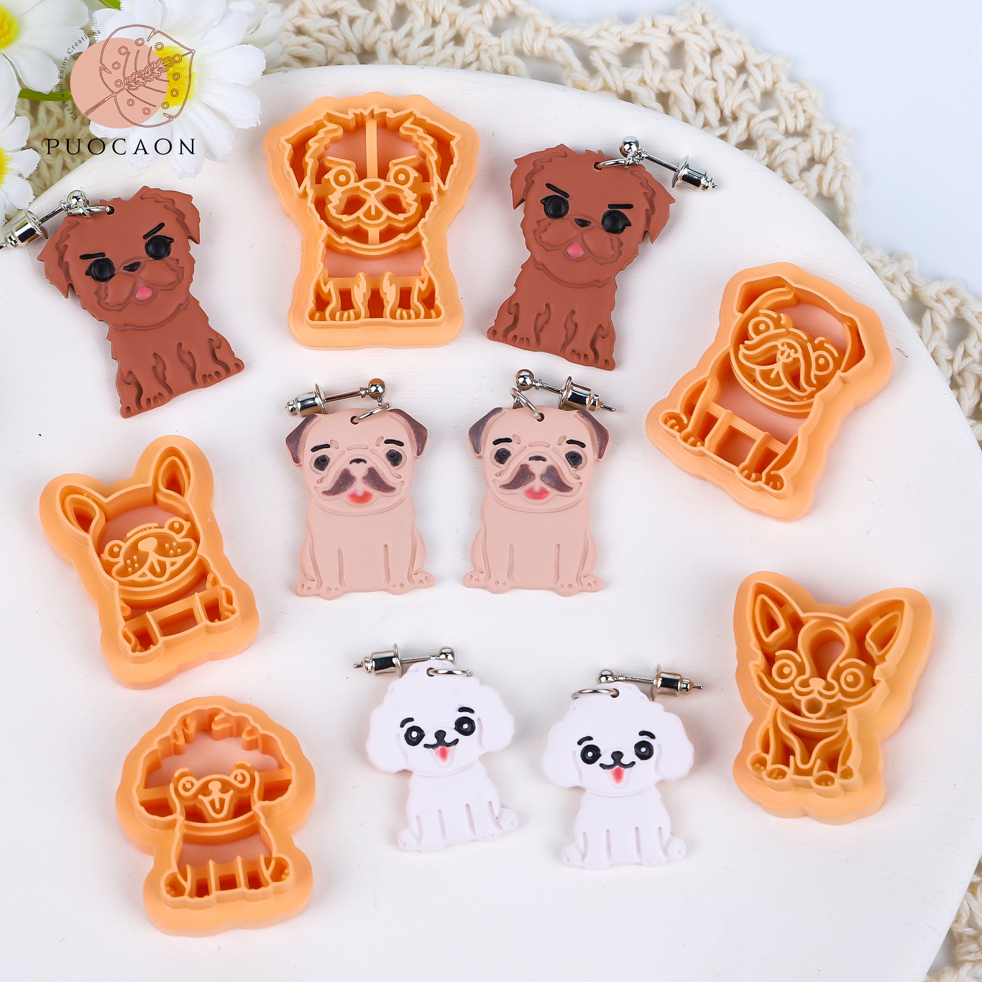 Puocaon Dogs Polymer Clay Cutters 5 Pcs