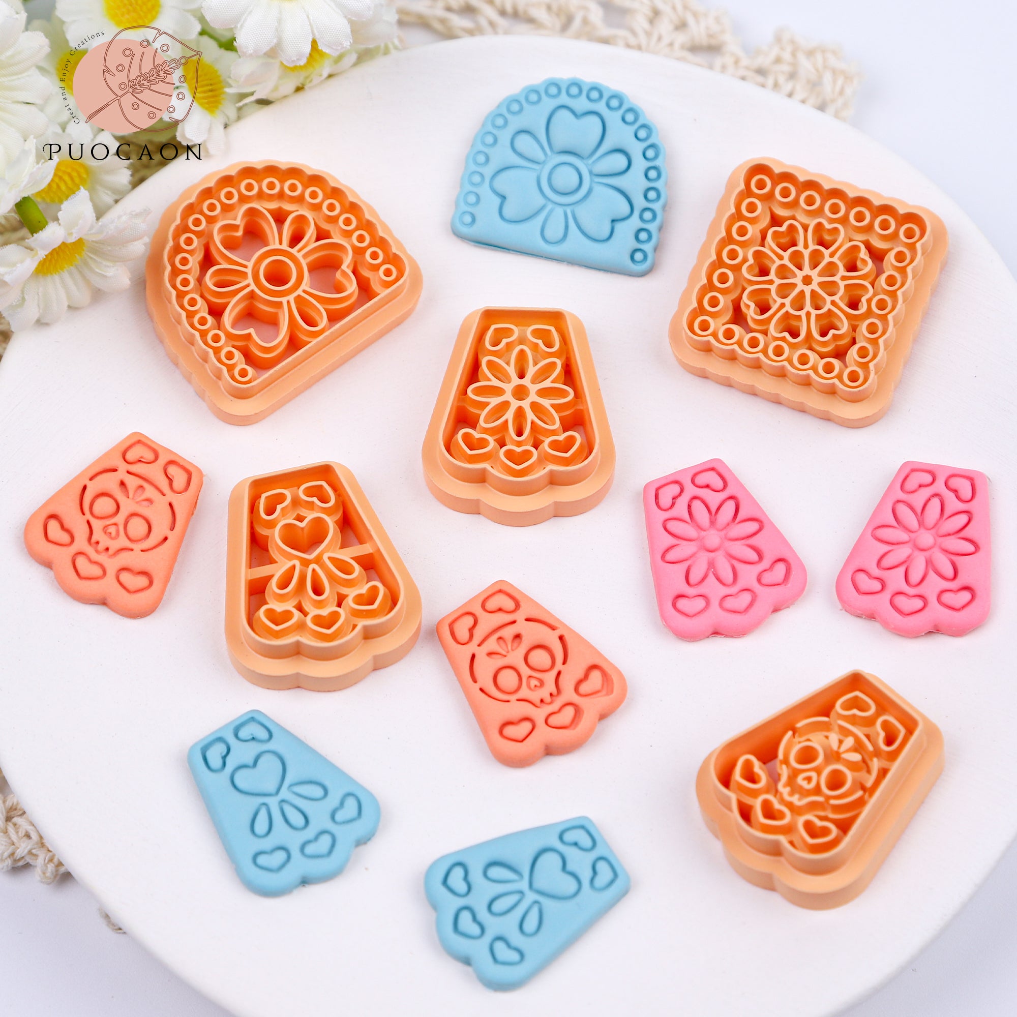 Puocaon Papel Picado Clay Cutters - 5 Pcs Mexican Tile Clay Cutters