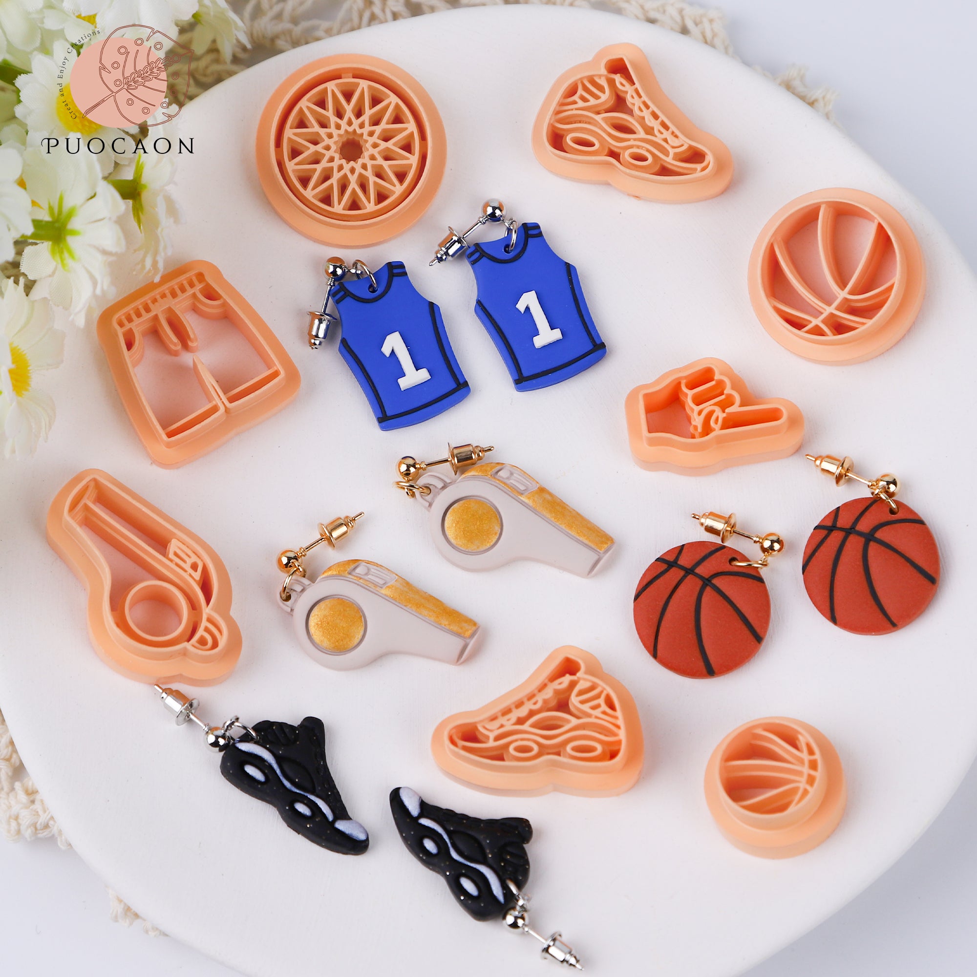 Puocaon Basketball Polymer Clay Cutters 9 Pcs