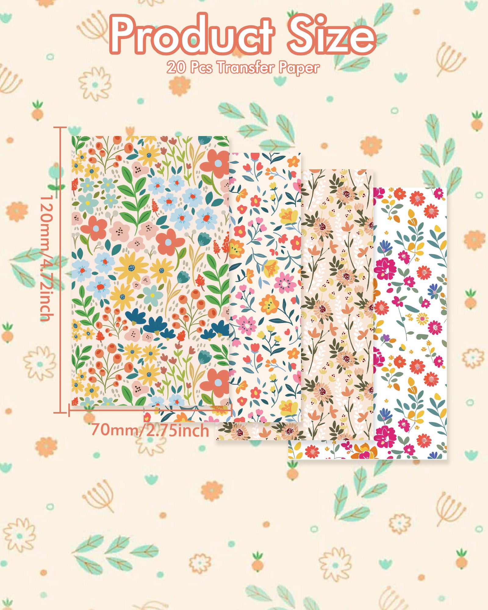 Puocaon Floral Clay Transfer Paper 4 Design 20 Pcs