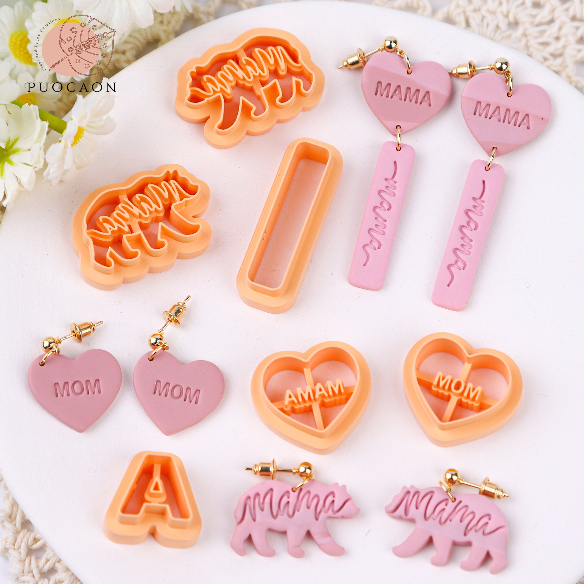 Puocaon Mom Bear Clay Cutters 9 Pcs