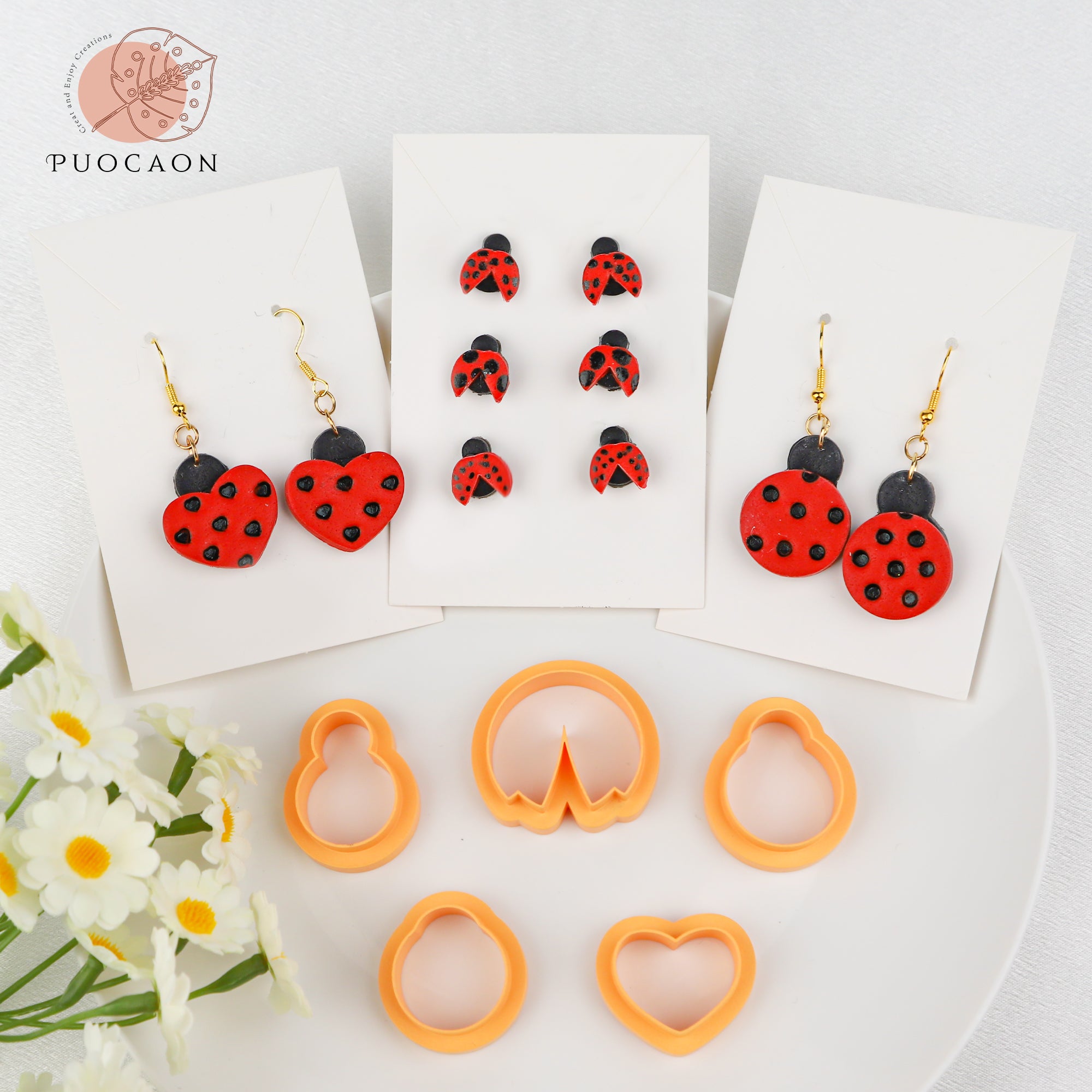 Puocaon Cute Ladybug Clay Cutters 18 Pcs