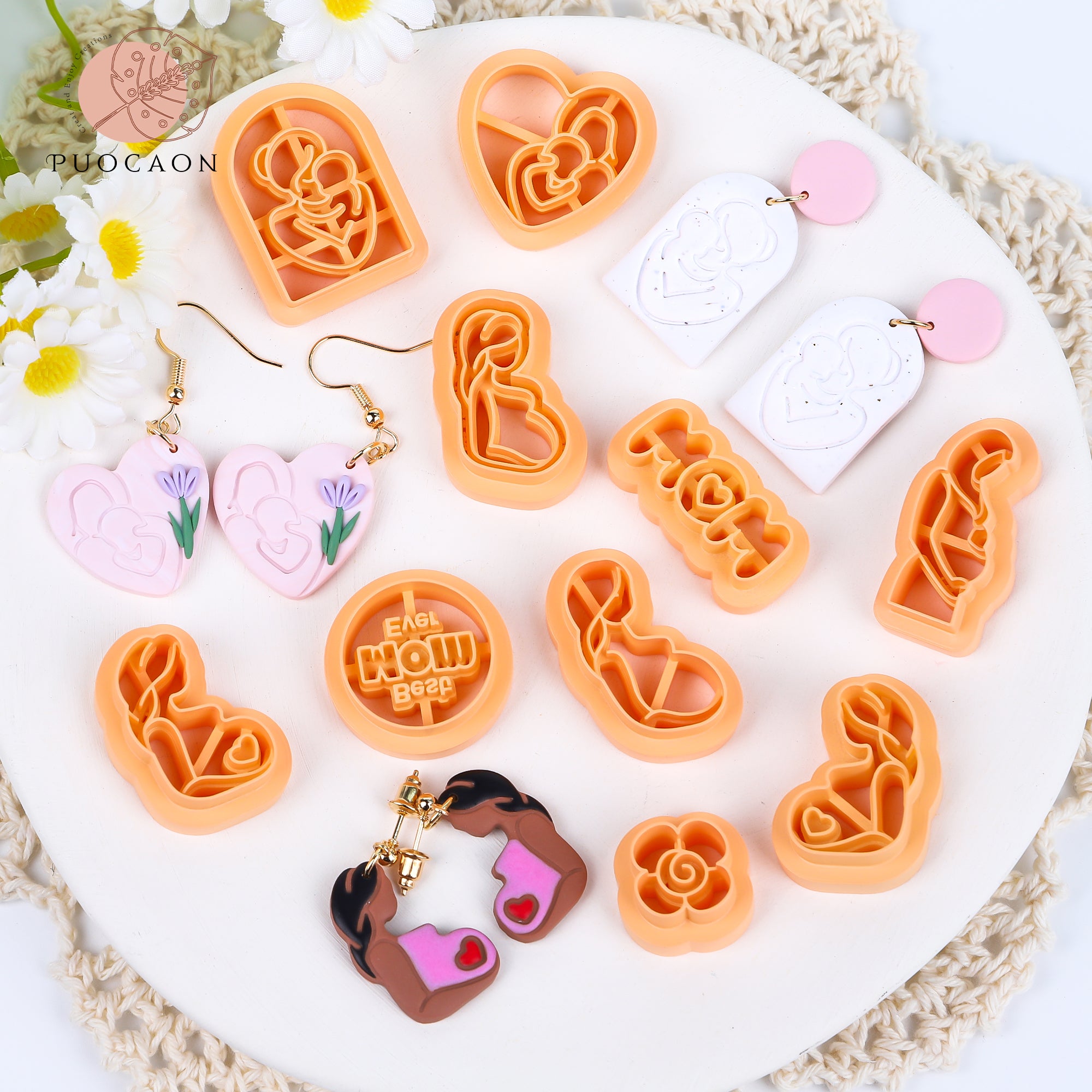 Puocaon Mother's Day Clay Cutters 14 Pcs