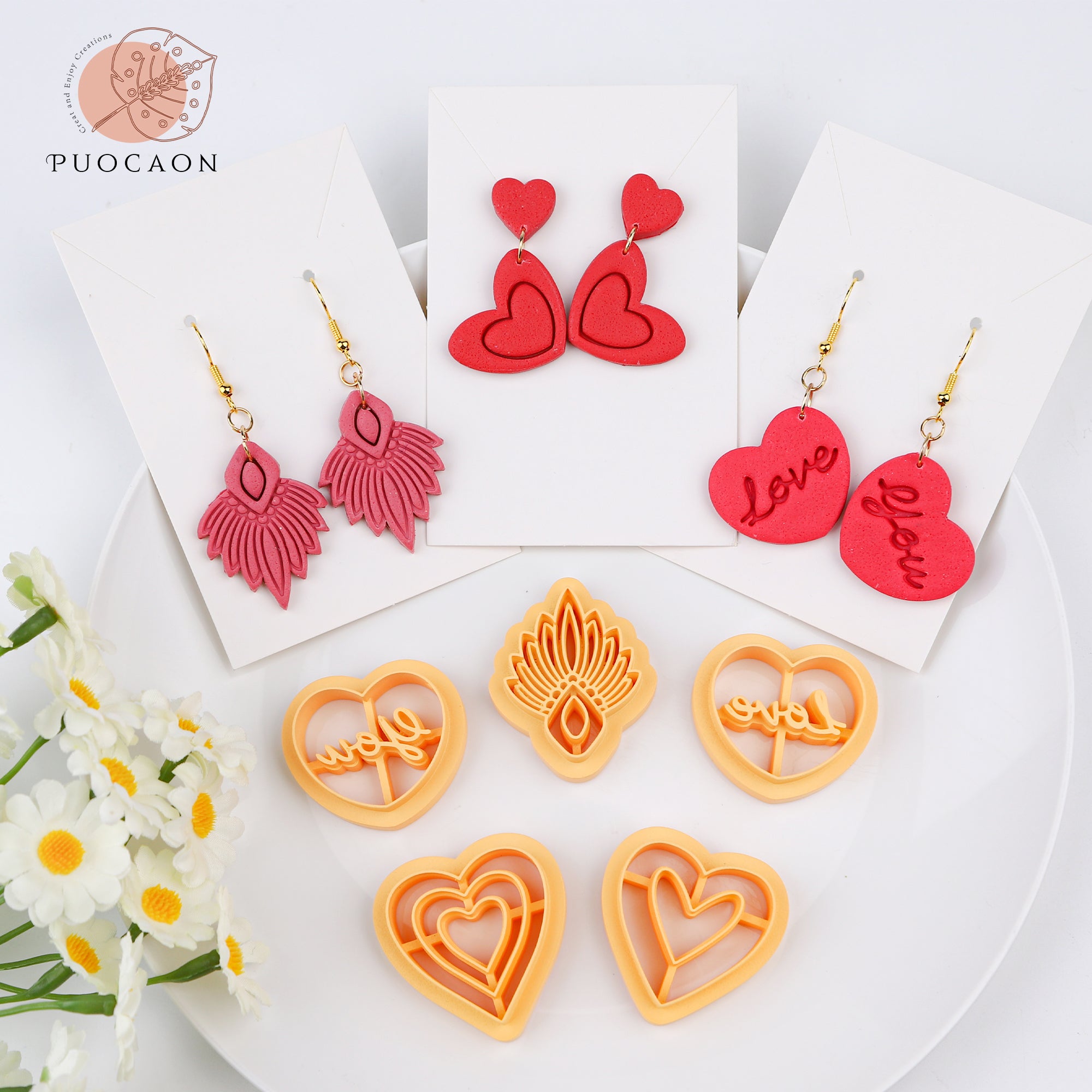 Puocaon Love Valentines Clay Earring Cutters 12 Pcs