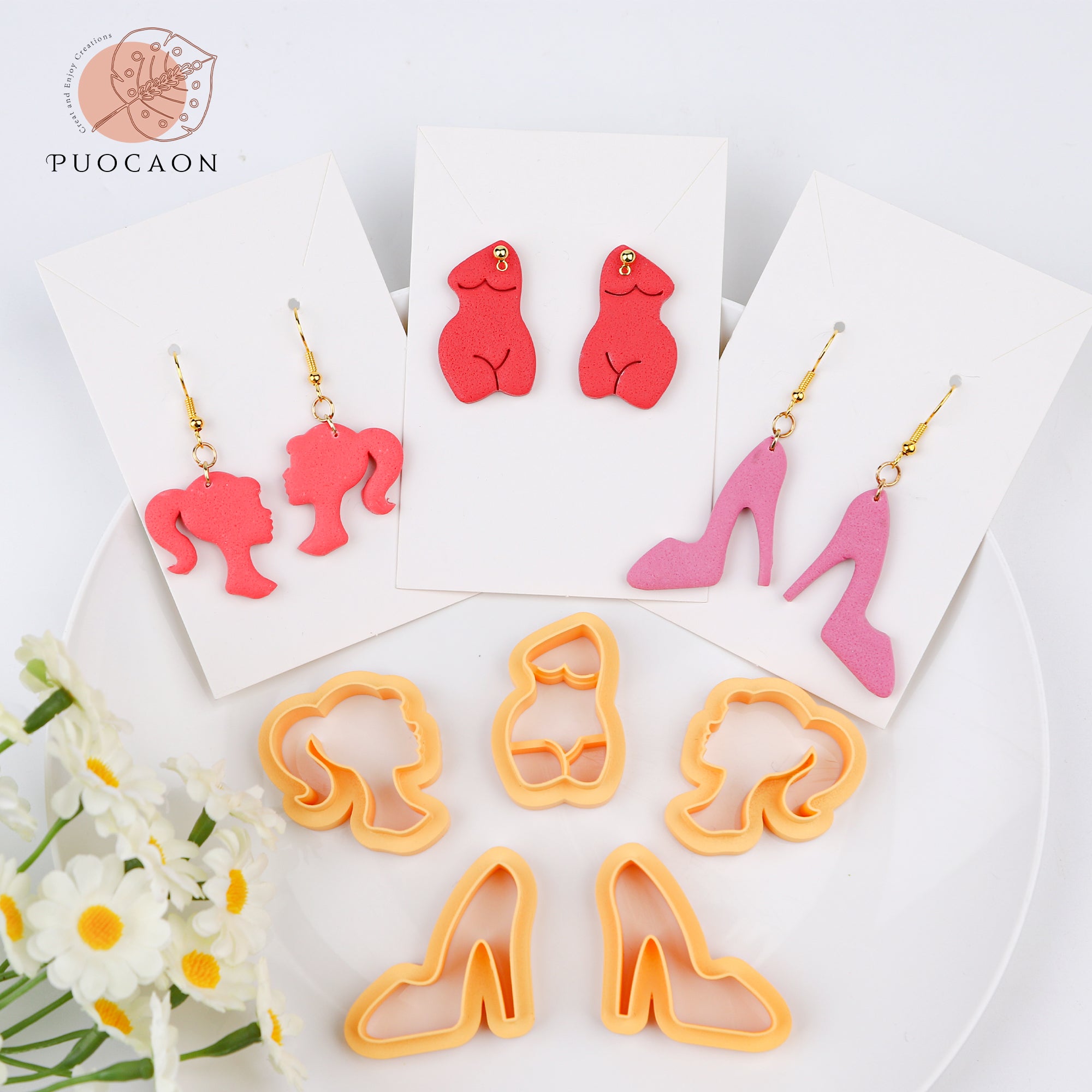 Puocaon Polymer Clay Cutters Hot Pink Gril Theme 12 Pcs