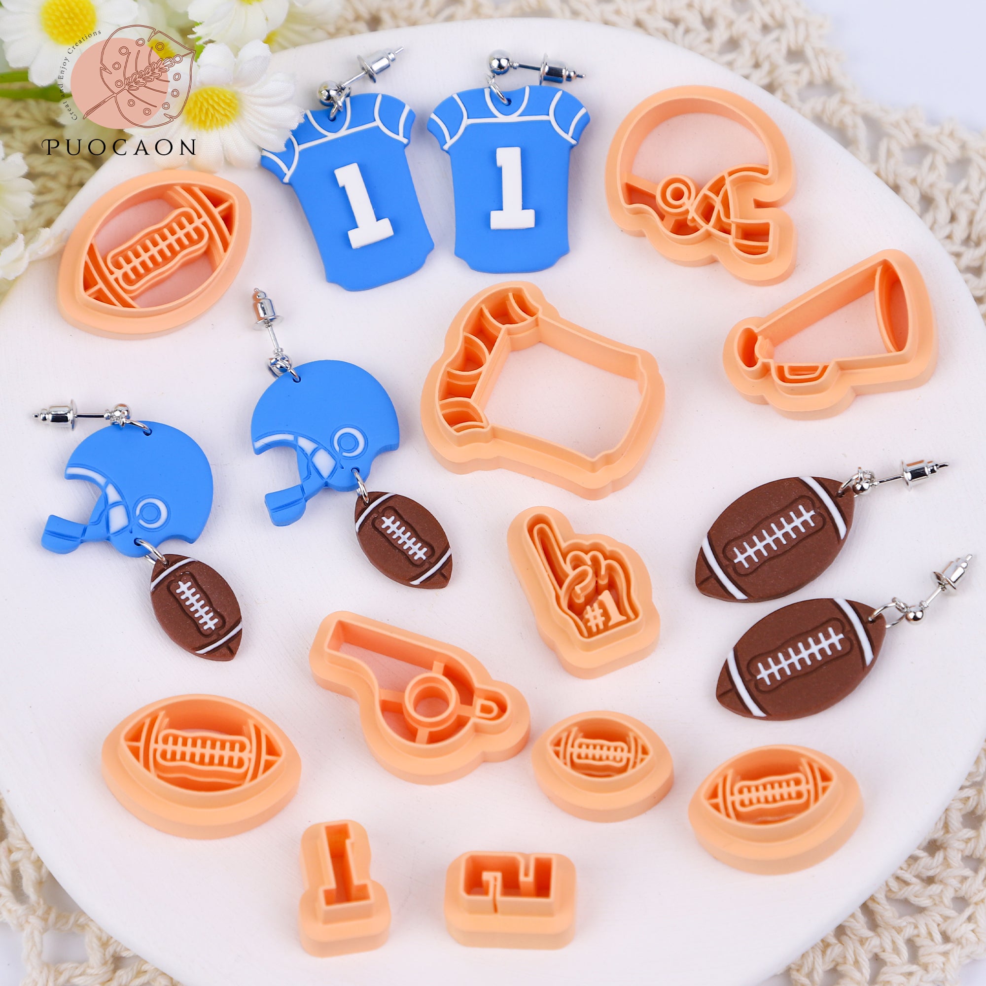 Puocaon Football Polymer Clay Cutters 19 Pcs