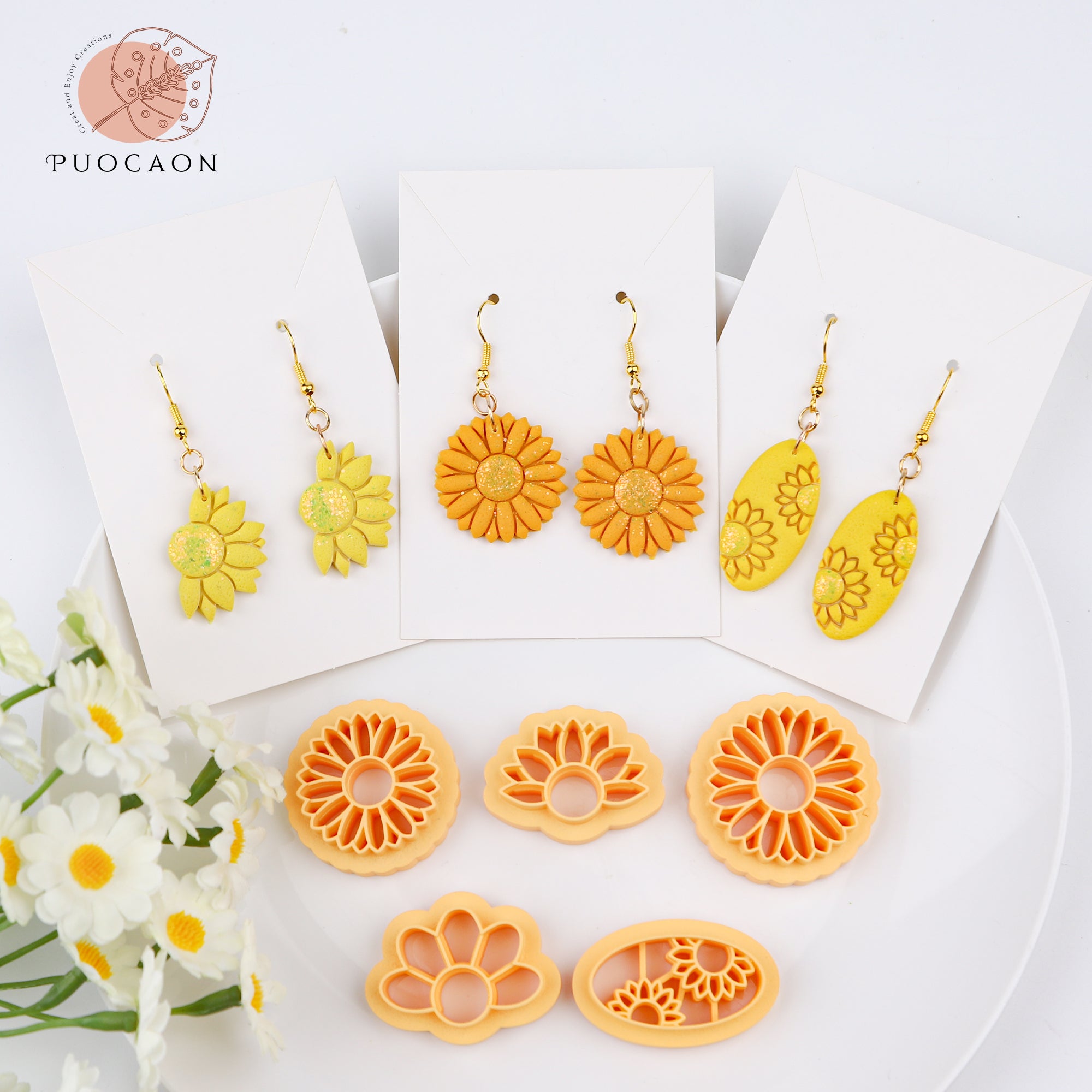 Puocaon Sunflower Clay Cutters Set 7 Pcs