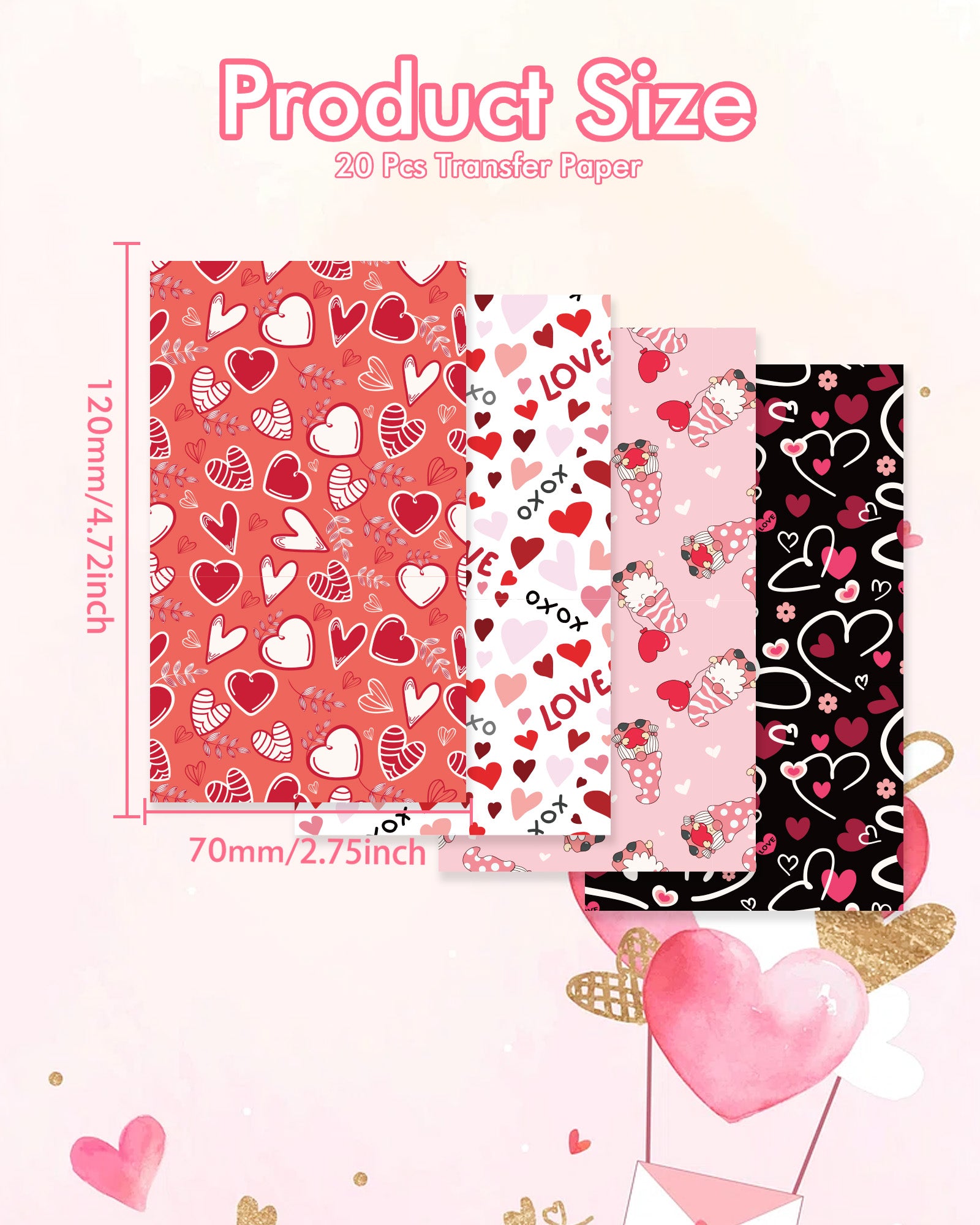 Puocaon Valentines Clay Transfer Paper 4 Design 20 Pcs