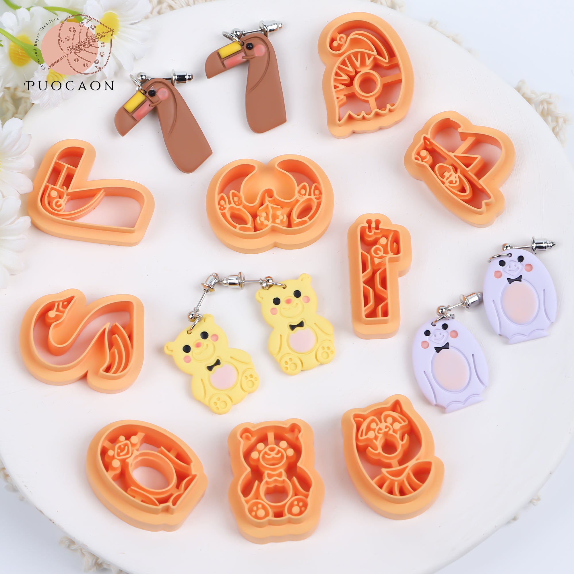 Puocaon  Cute Animal Shape Number Clay Cutters 10 Pcs