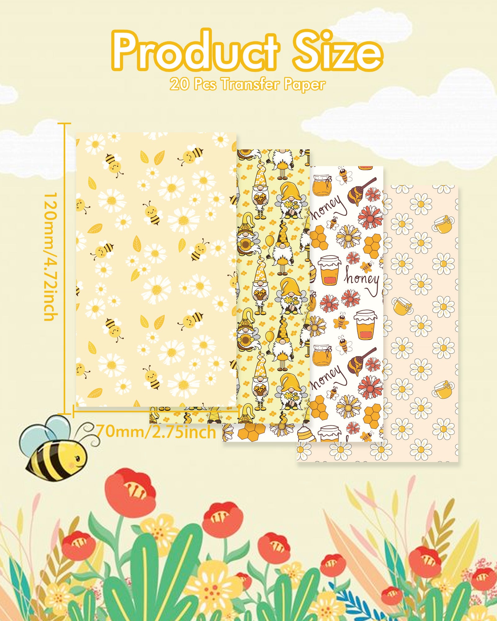 Puocaon Honey Clay Transfer Paper 4 Design 20 Pcs