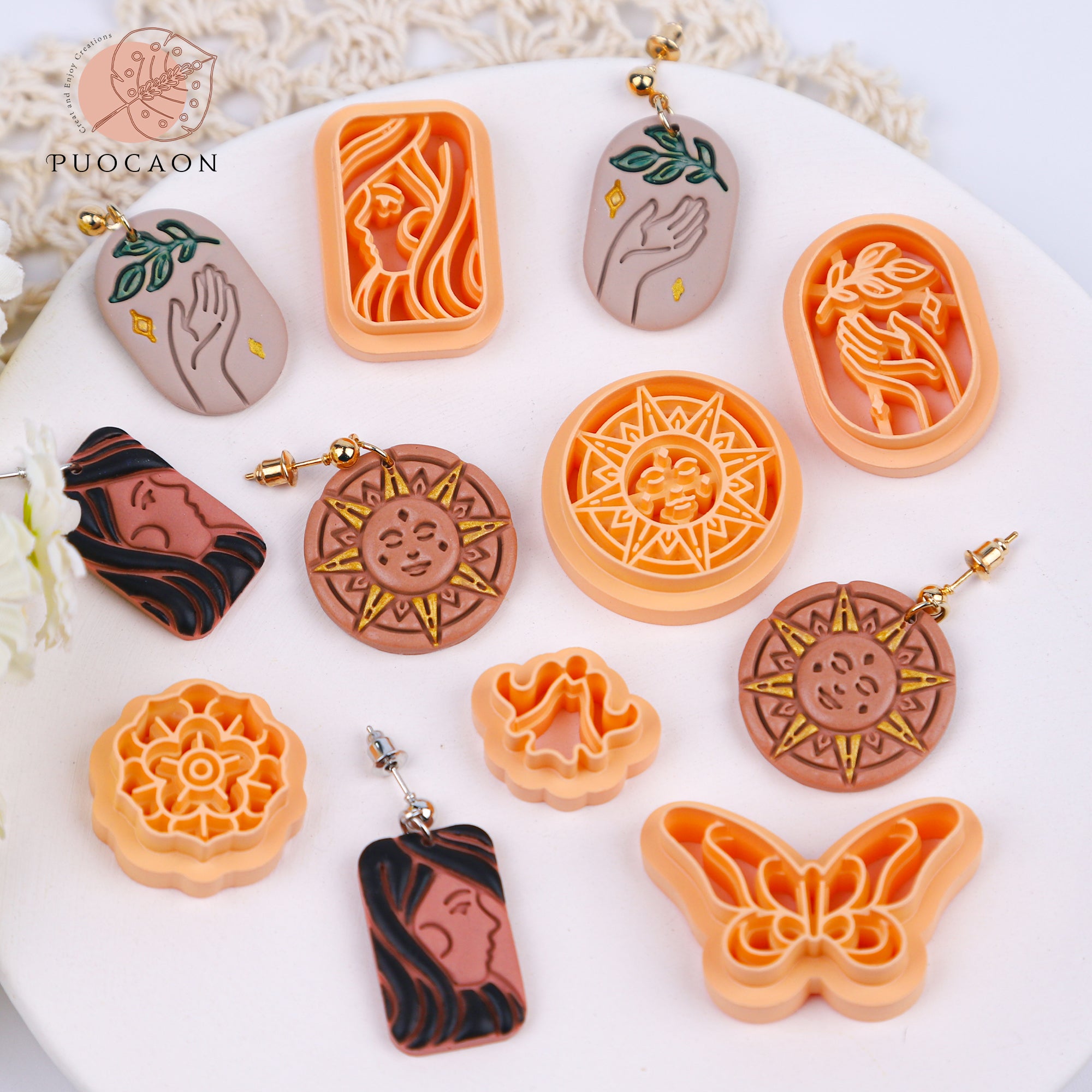 Puocaon Boho Polymer Clay Cutters 6 Pcs Clay Cutters for Earrings Making